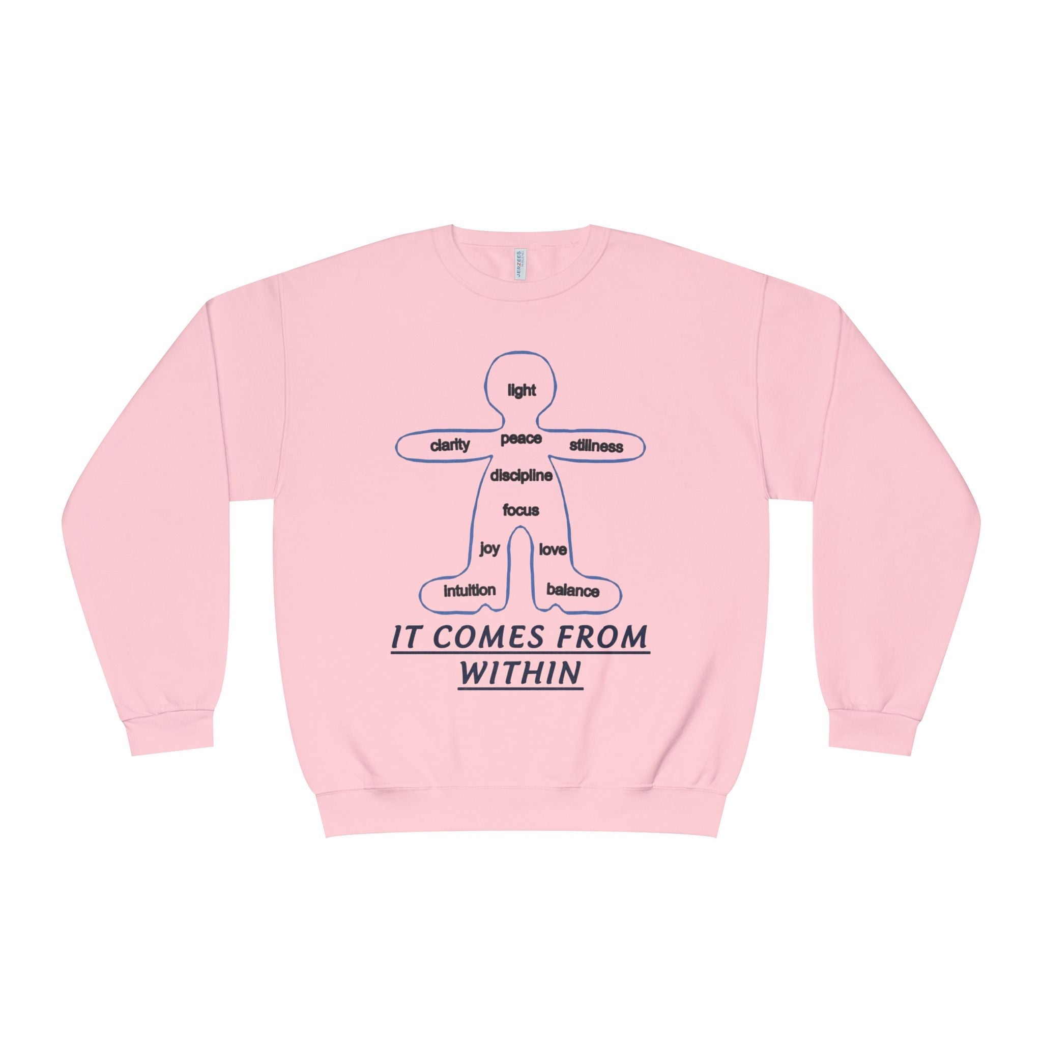 Crewneck Sweatshirt — "It Comes From Within" Mindfulness Diagram Printify
