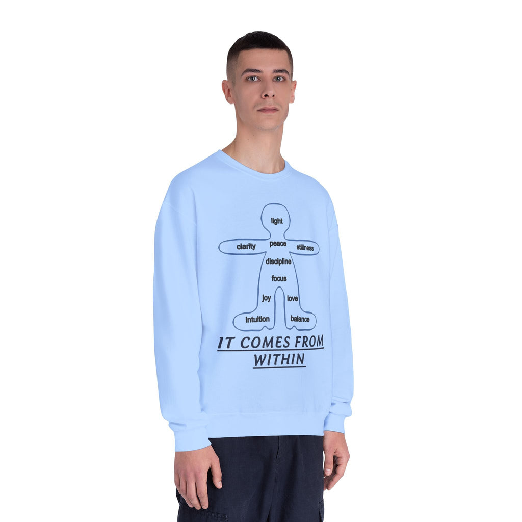 Crewneck Sweatshirt — "It Comes From Within" Mindfulness Diagram Printify