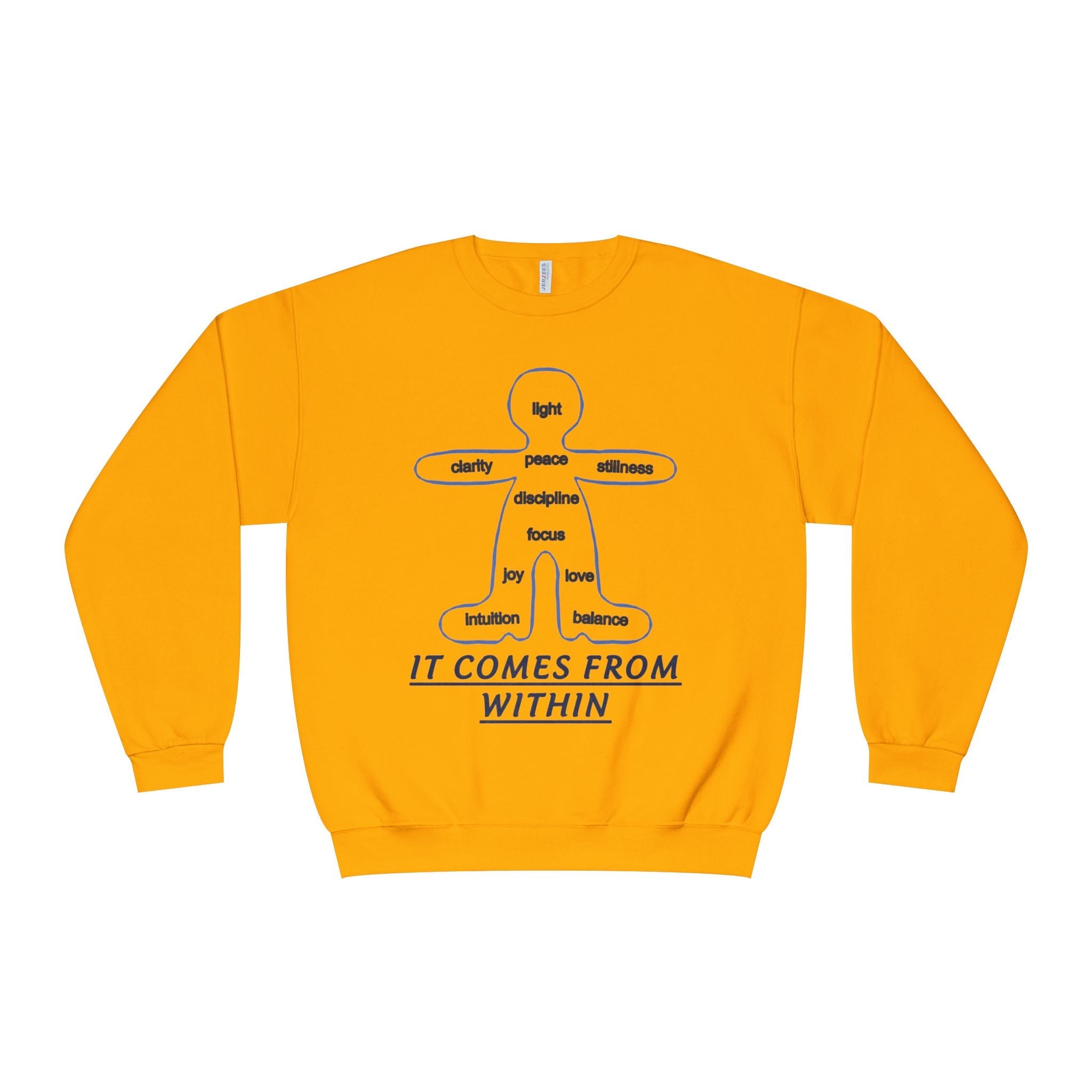 Crewneck Sweatshirt — "It Comes From Within" Mindfulness Diagram Printify