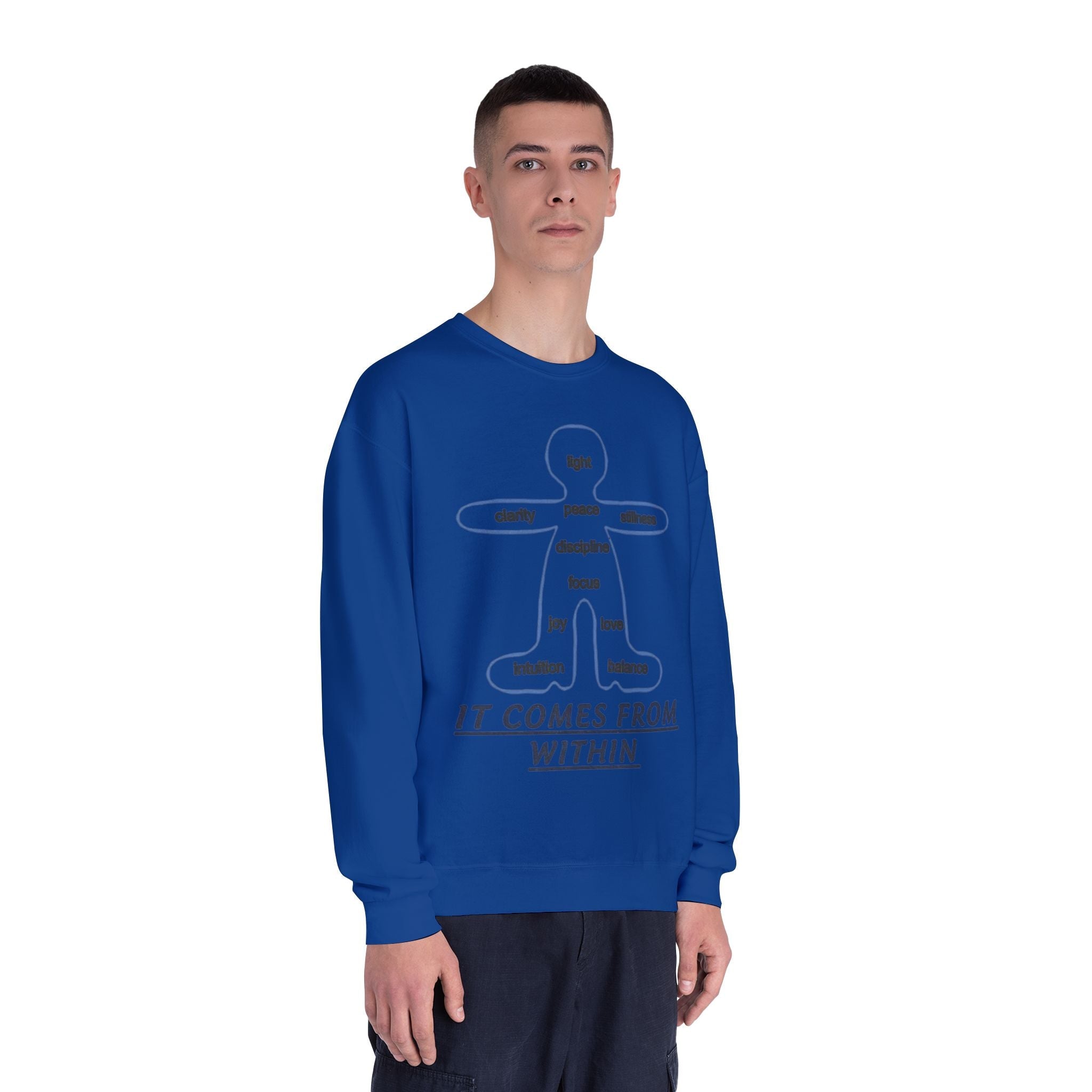 Crewneck Sweatshirt — "It Comes From Within" Mindfulness Diagram Printify