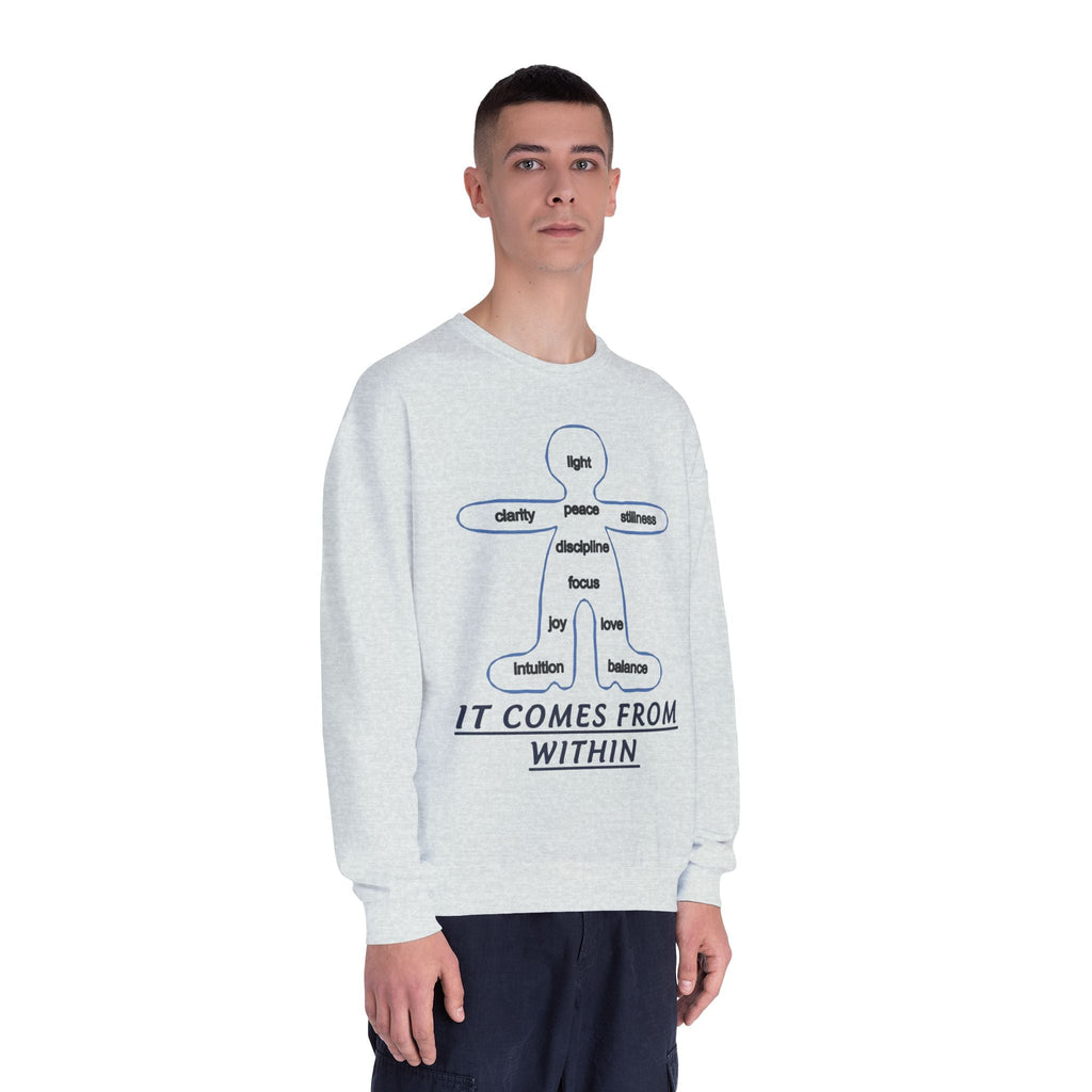 Crewneck Sweatshirt — "It Comes From Within" Mindfulness Diagram Printify