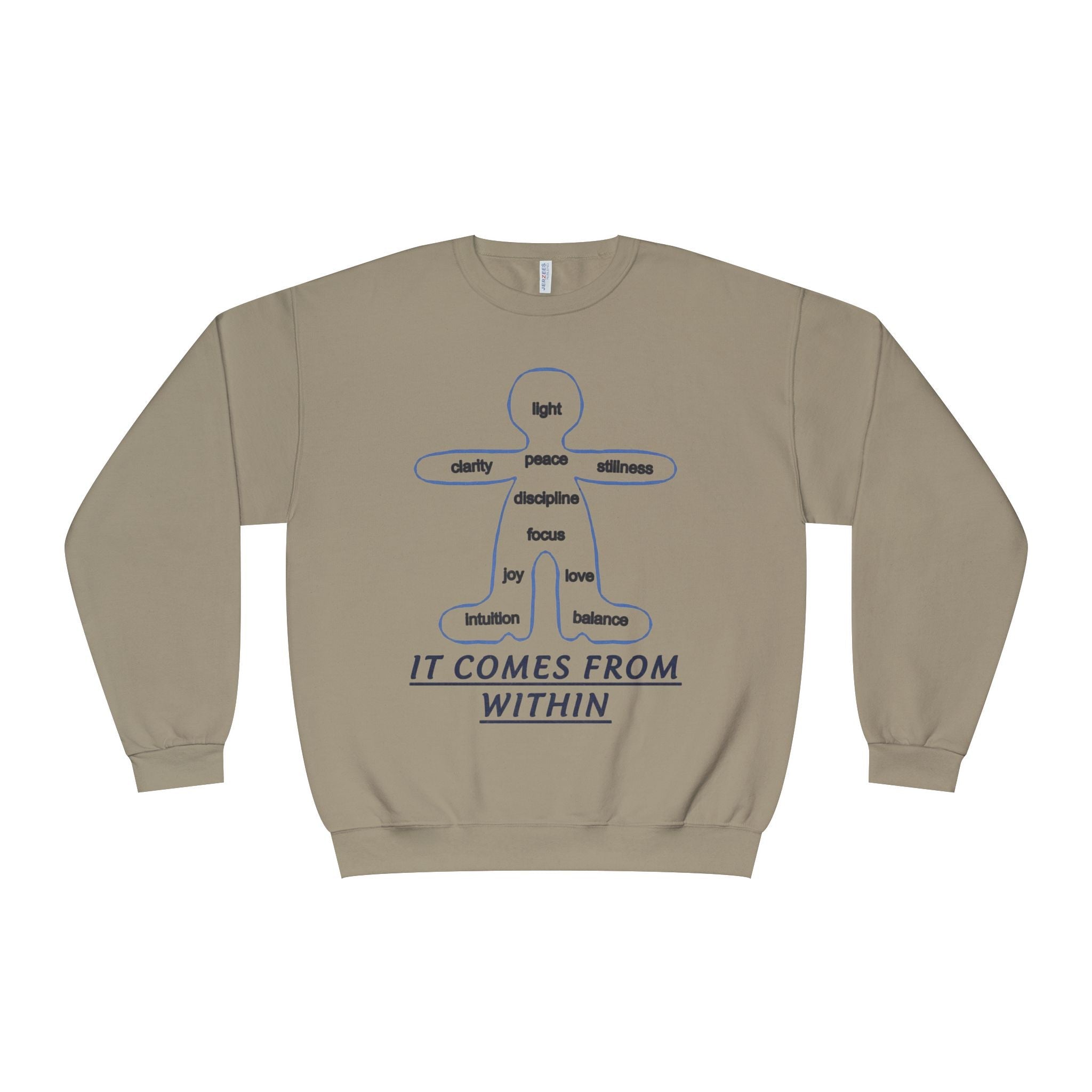Crewneck Sweatshirt — "It Comes From Within" Mindfulness Diagram Printify