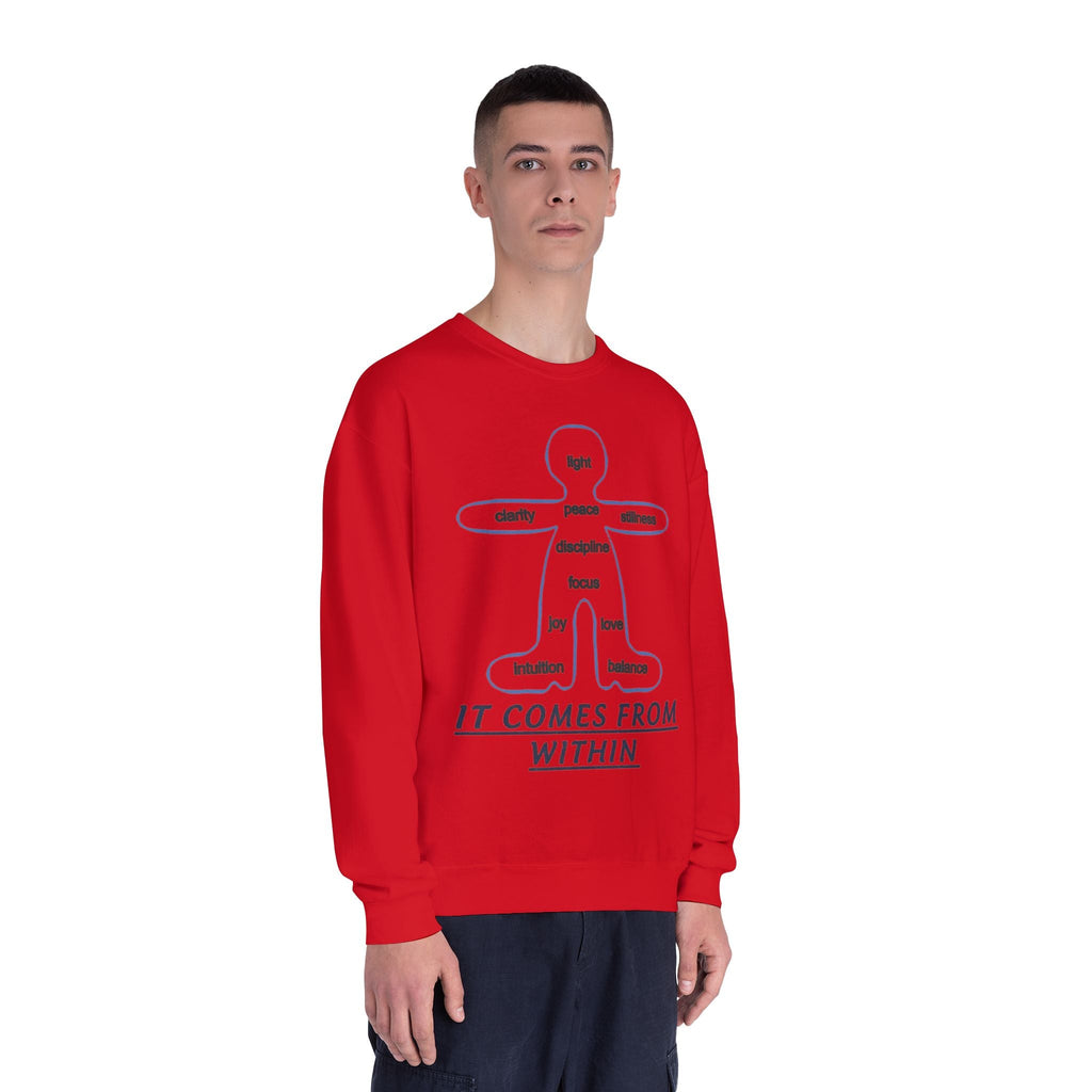 Crewneck Sweatshirt — "It Comes From Within" Mindfulness Diagram Printify