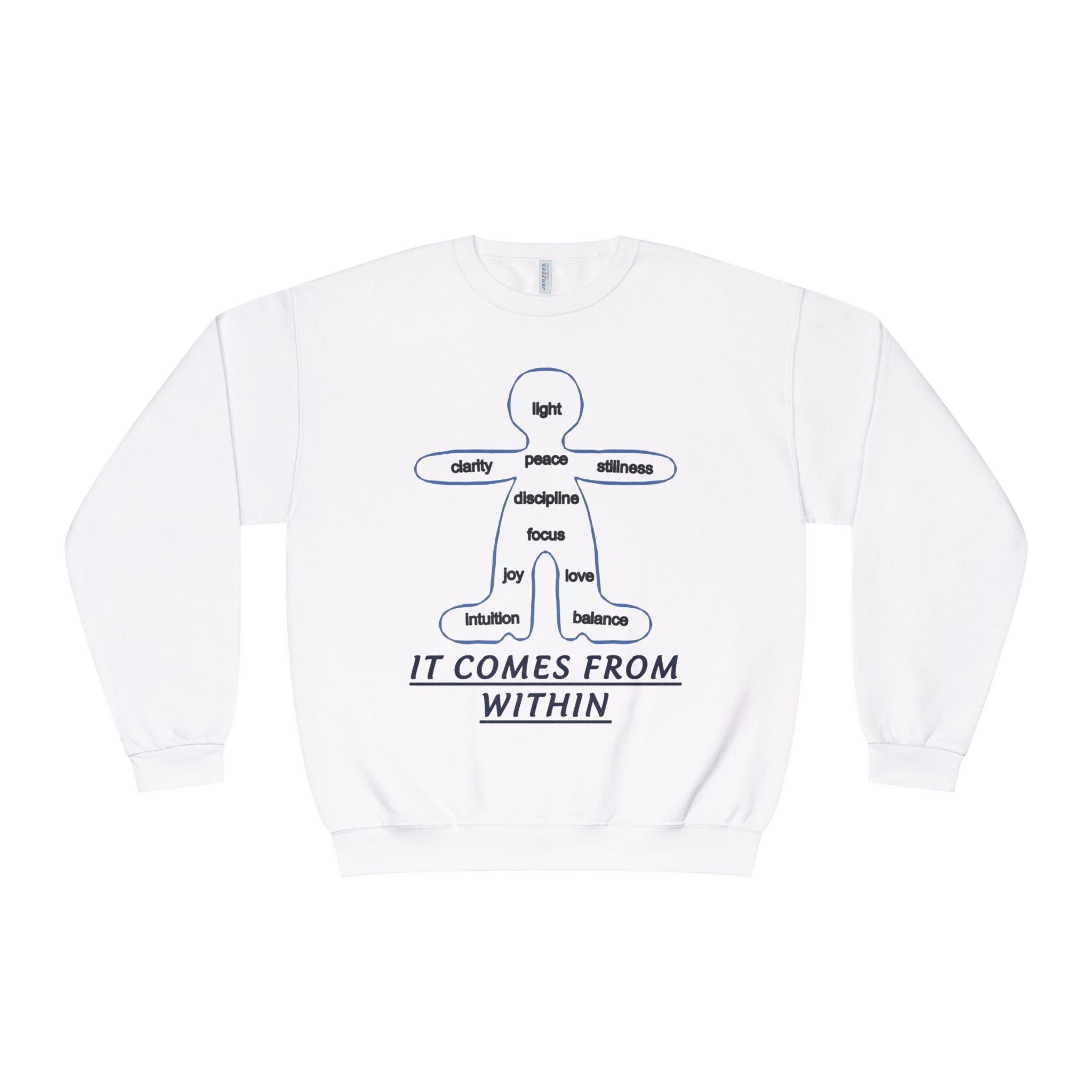 Crewneck Sweatshirt — "It Comes From Within" Mindfulness Diagram Printify