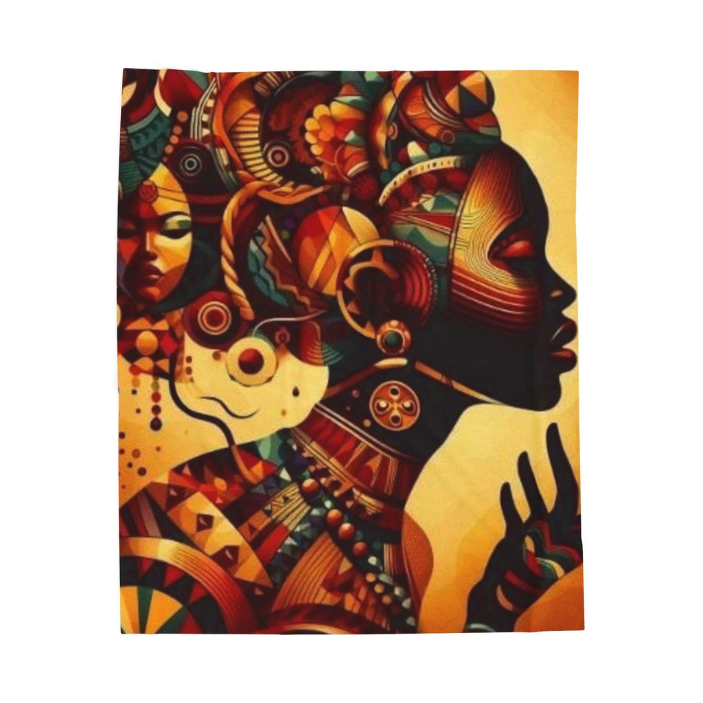 Cultural Essence Velveteen Plush Blanket - Cozy Afrocentric Throw for Home Decor Printify