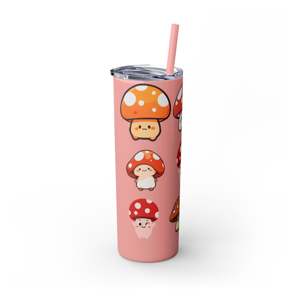 Cute Mushroom Skinny Tumbler with Straw, 20oz - Perfect for Kids and Adults, Eco-Friendly Drinkware, Summer Parties, Game Nights, Gifts for