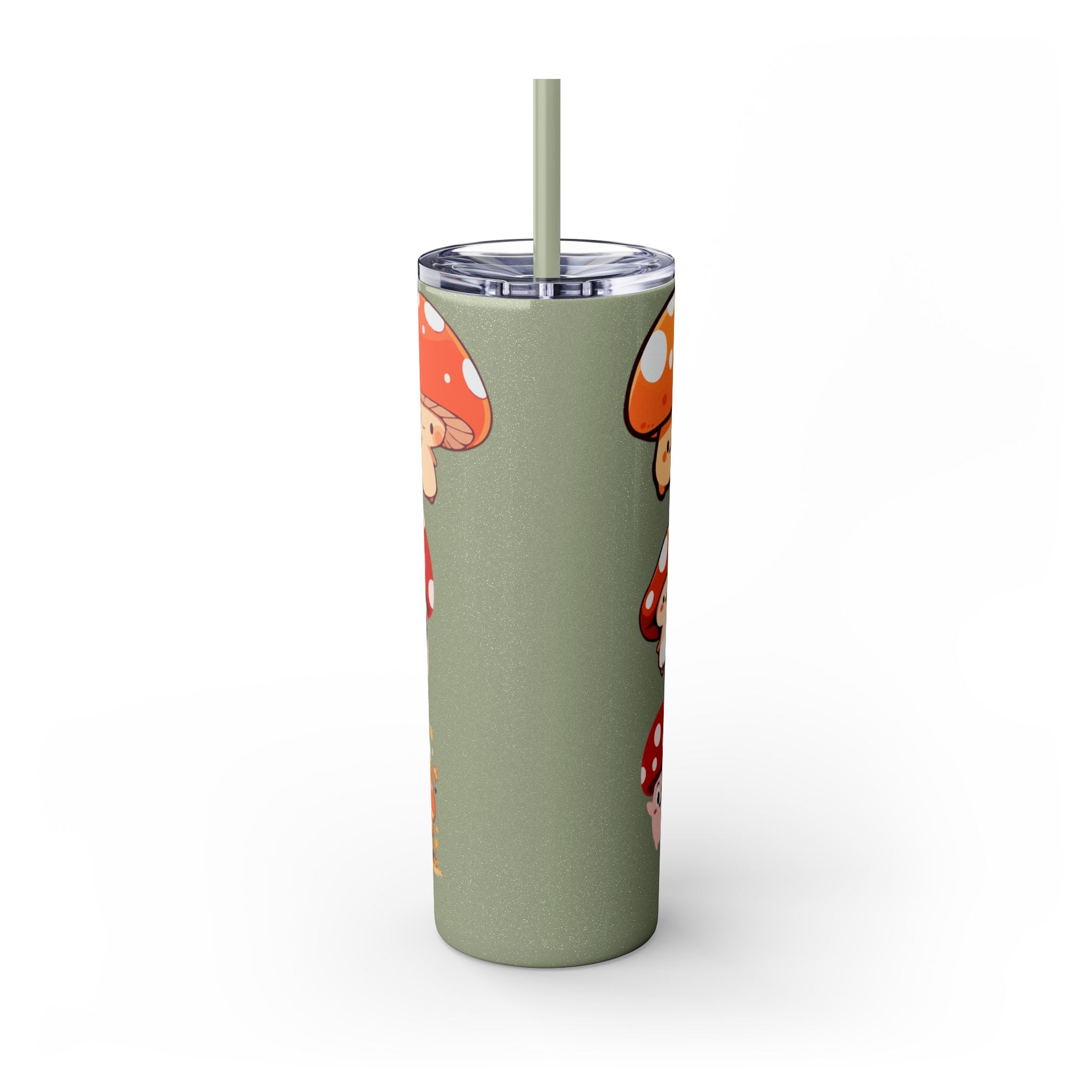 Cute Mushroom Skinny Tumbler with Straw, 20oz - Perfect for Kids and Adults, Eco-Friendly Drinkware, Summer Parties, Game Nights, Gifts for