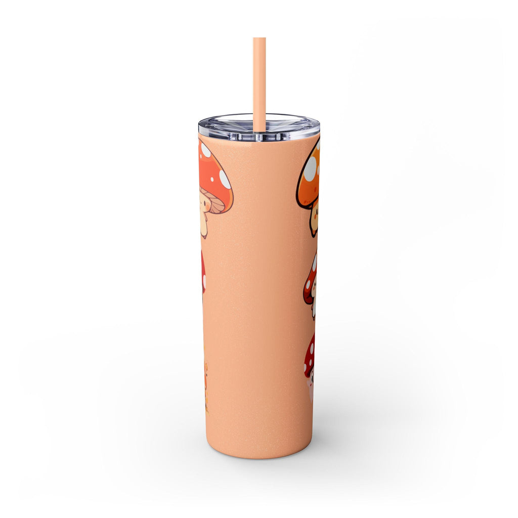 Cute Mushroom Skinny Tumbler with Straw, 20oz - Perfect for Kids and Adults, Eco-Friendly Drinkware, Summer Parties, Game Nights, Gifts for
