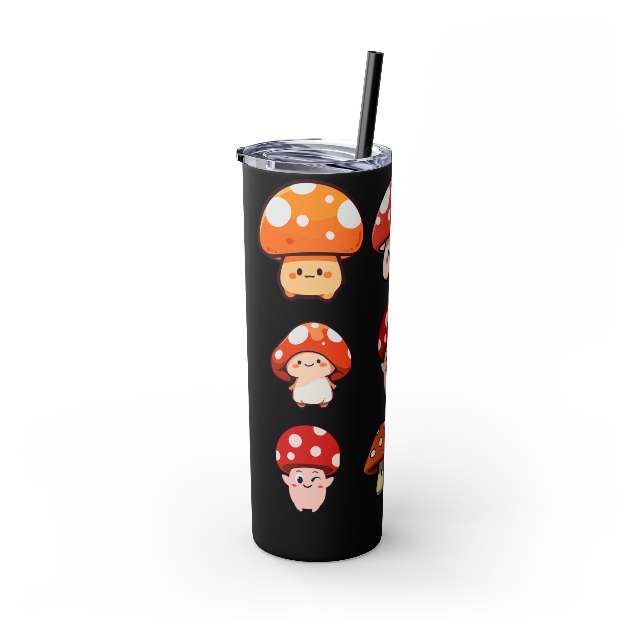 Cute Mushroom Skinny Tumbler with Straw, 20oz - Perfect for Kids and Adults, Eco-Friendly Drinkware, Summer Parties, Game Nights, Gifts for
