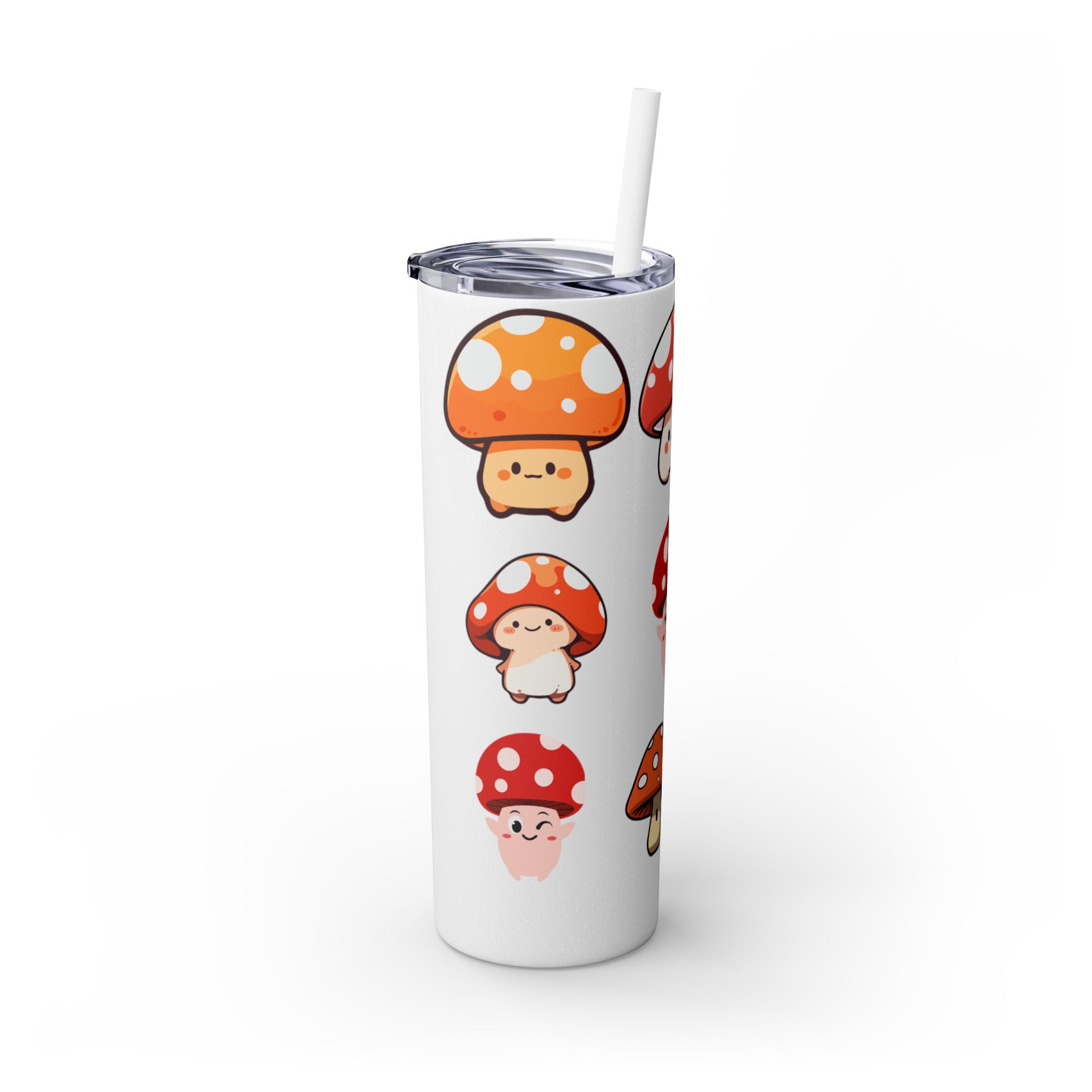 Cute Mushroom Skinny Tumbler with Straw, 20oz - Perfect for Kids and Adults, Eco-Friendly Drinkware, Summer Parties, Game Nights, Gifts for