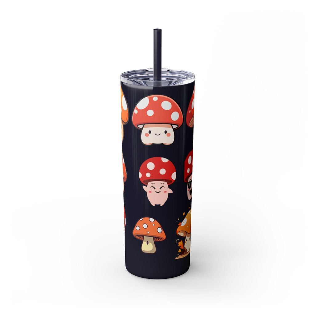 Cute Mushroom Skinny Tumbler with Straw, 20oz - Perfect for Kids and Adults, Eco-Friendly Drinkware, Summer Parties, Game Nights, Gifts for