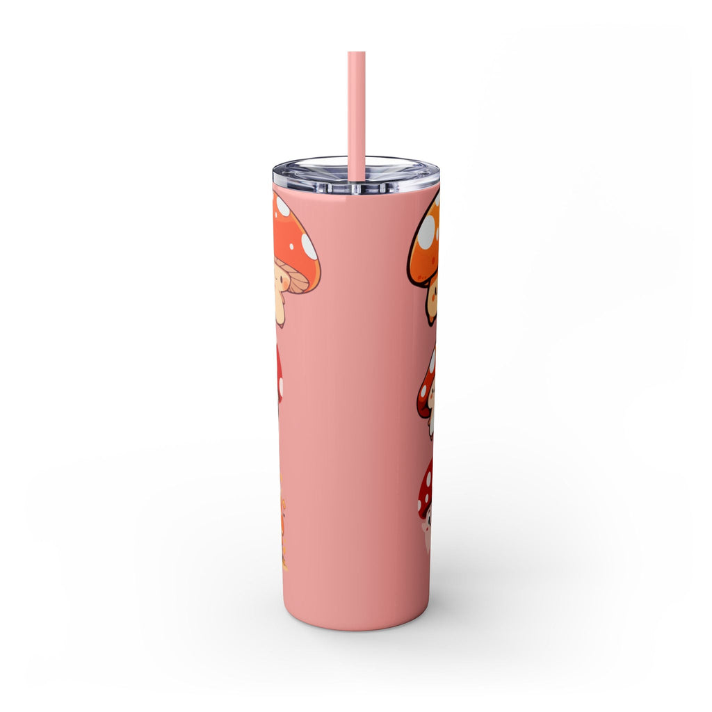 Cute Mushroom Skinny Tumbler with Straw, 20oz - Perfect for Kids and Adults, Eco-Friendly Drinkware, Summer Parties, Game Nights, Gifts for