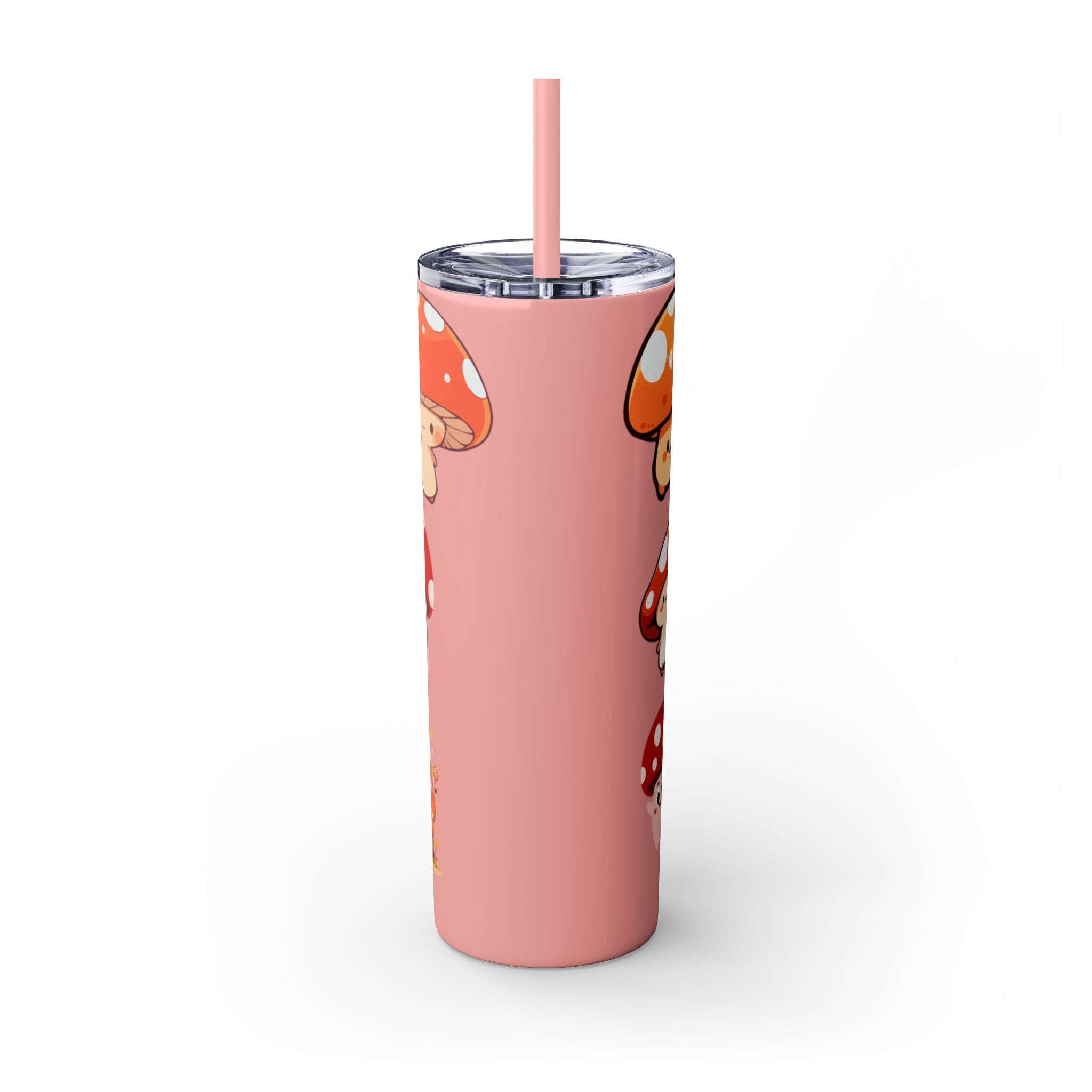 Cute Mushroom Skinny Tumbler with Straw, 20oz - Perfect for Kids and Adults, Eco-Friendly Drinkware, Summer Parties, Game Nights, Gifts for