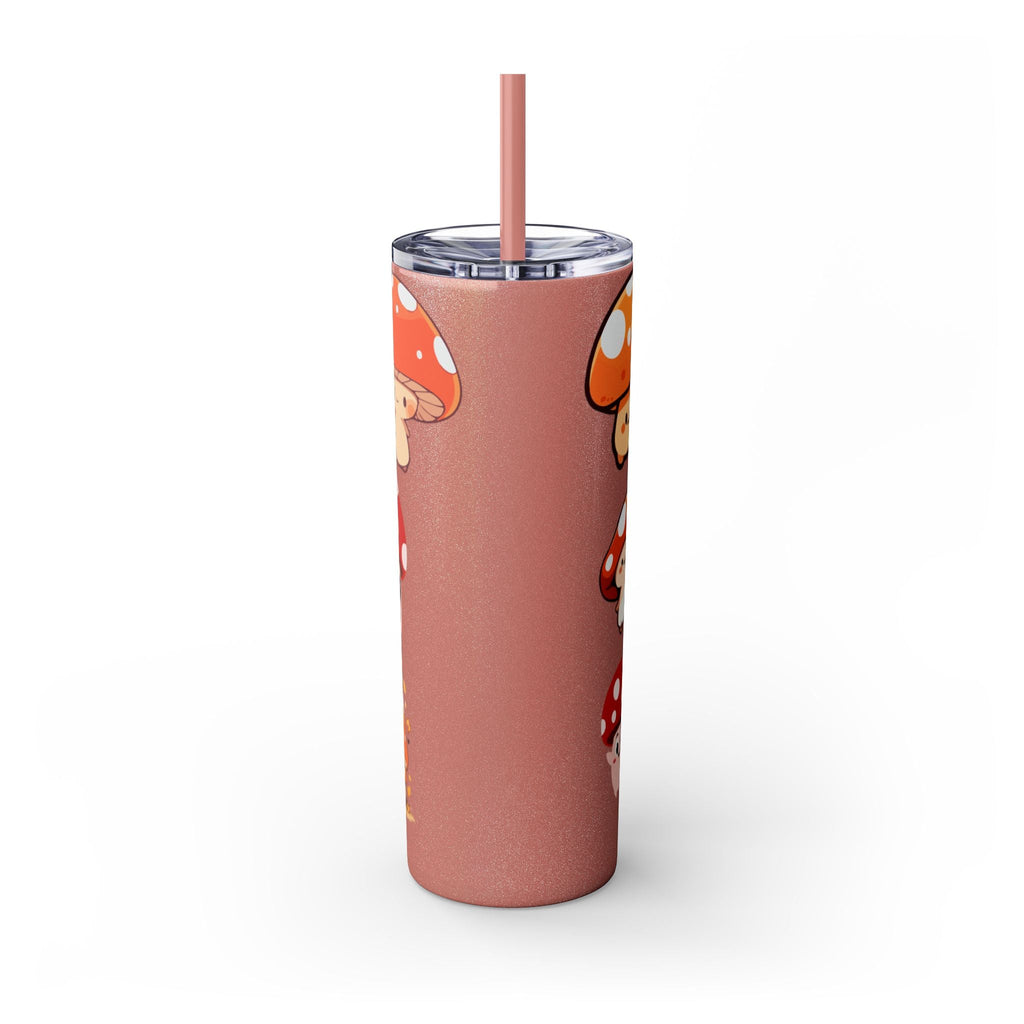 Cute Mushroom Skinny Tumbler with Straw, 20oz - Perfect for Kids and Adults, Eco-Friendly Drinkware, Summer Parties, Game Nights, Gifts for