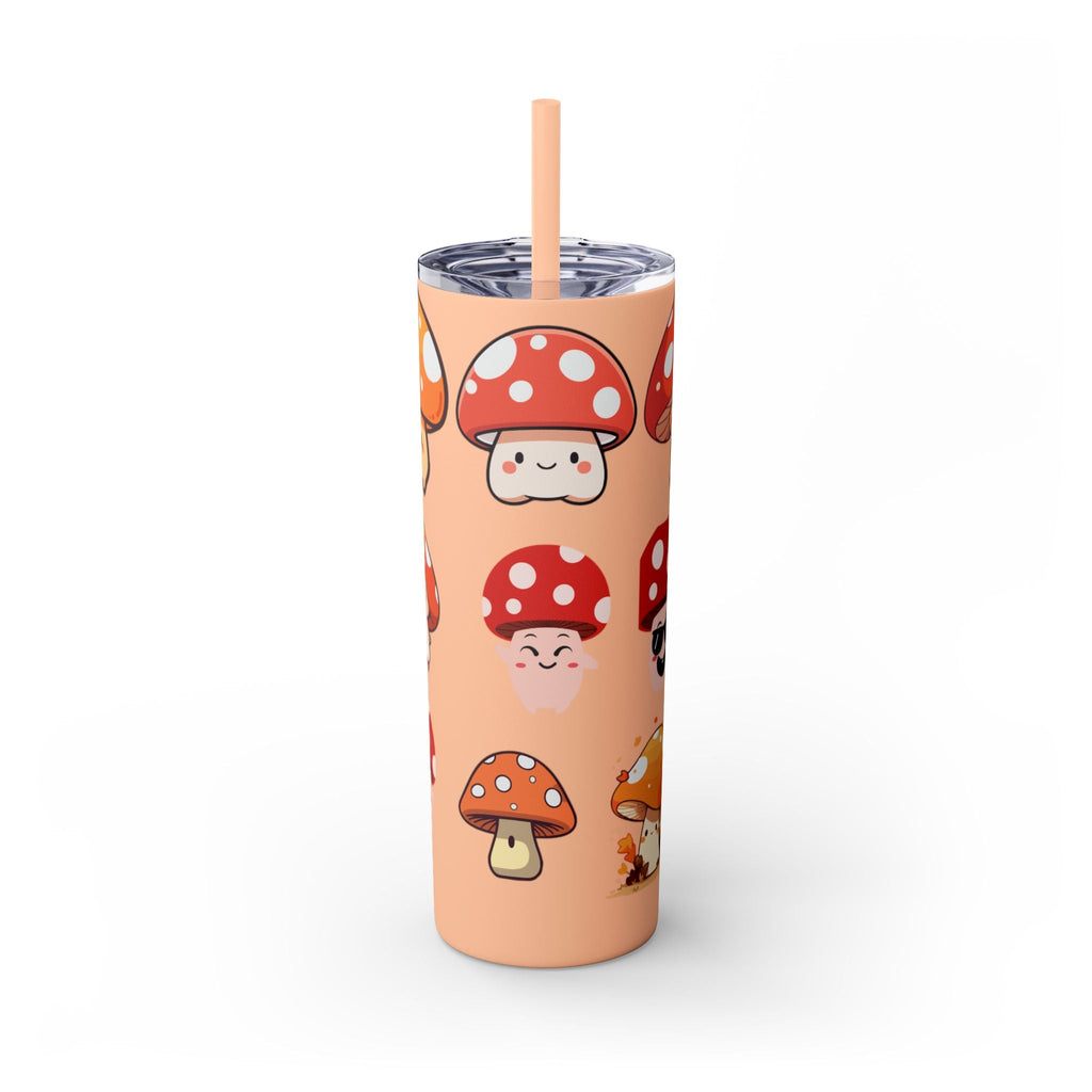 Cute Mushroom Skinny Tumbler with Straw, 20oz - Perfect for Kids and Adults, Eco-Friendly Drinkware, Summer Parties, Game Nights, Gifts for