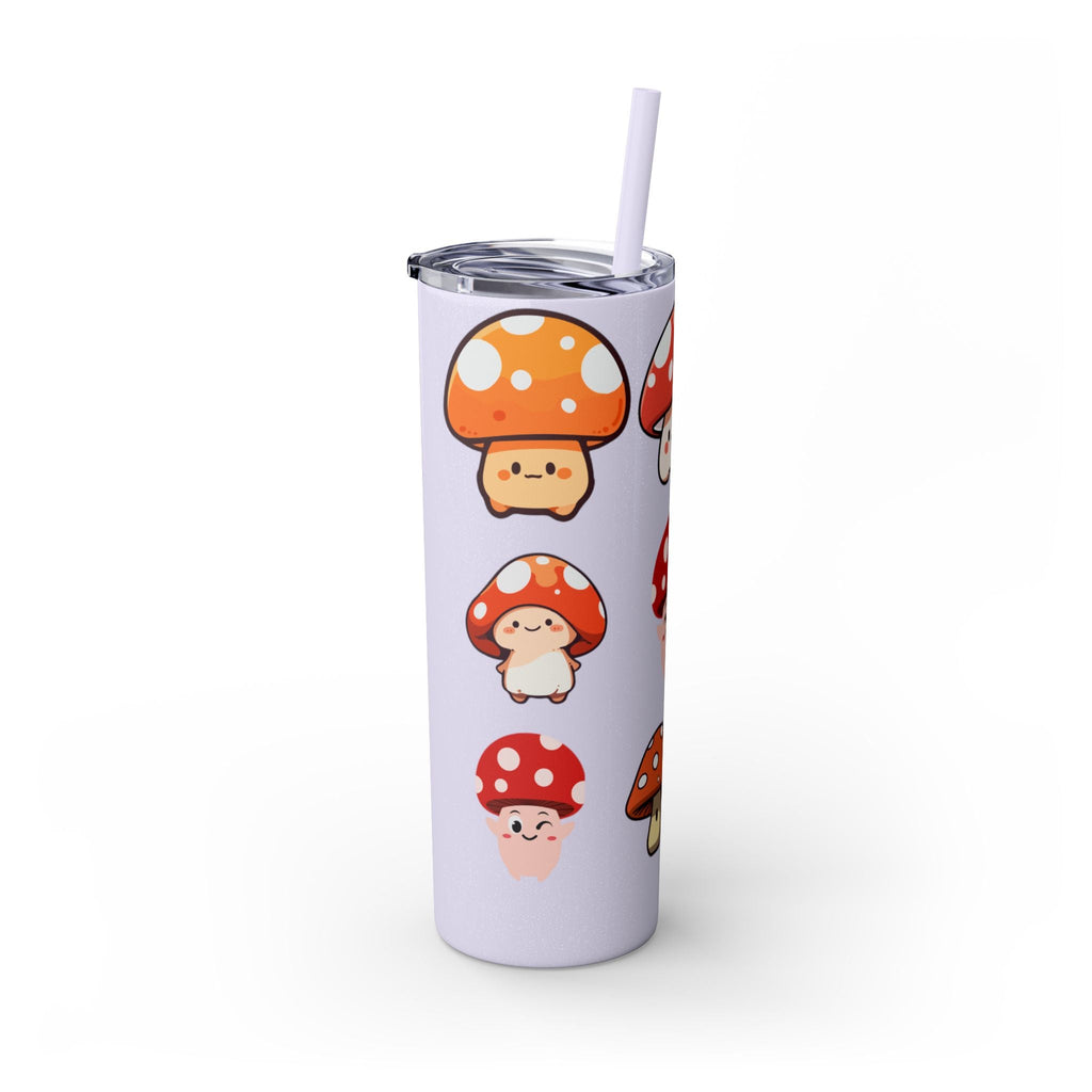 Cute Mushroom Skinny Tumbler with Straw, 20oz - Perfect for Kids and Adults, Eco-Friendly Drinkware, Summer Parties, Game Nights, Gifts for