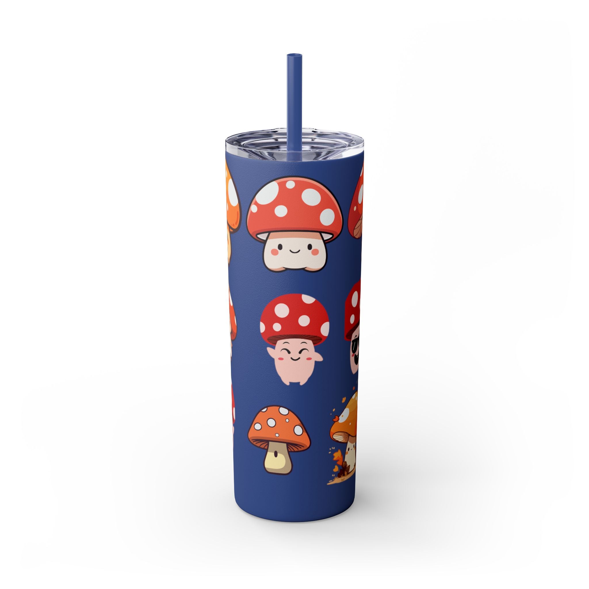 Cute Mushroom Skinny Tumbler with Straw, 20oz - Perfect for Kids and Adults, Eco-Friendly Drinkware, Summer Parties, Game Nights, Gifts for