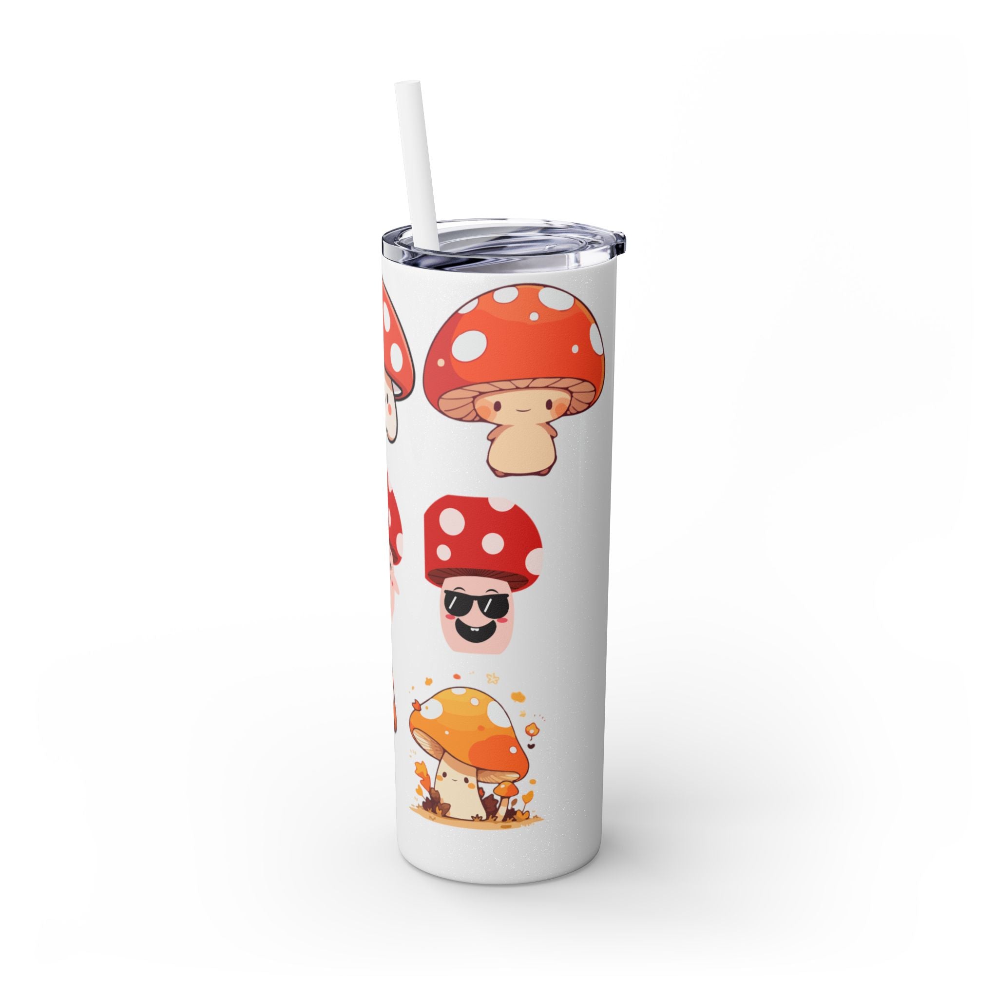 Cute Mushroom Skinny Tumbler with Straw, 20oz - Perfect for Kids and Adults, Eco-Friendly Drinkware, Summer Parties, Game Nights, Gifts for