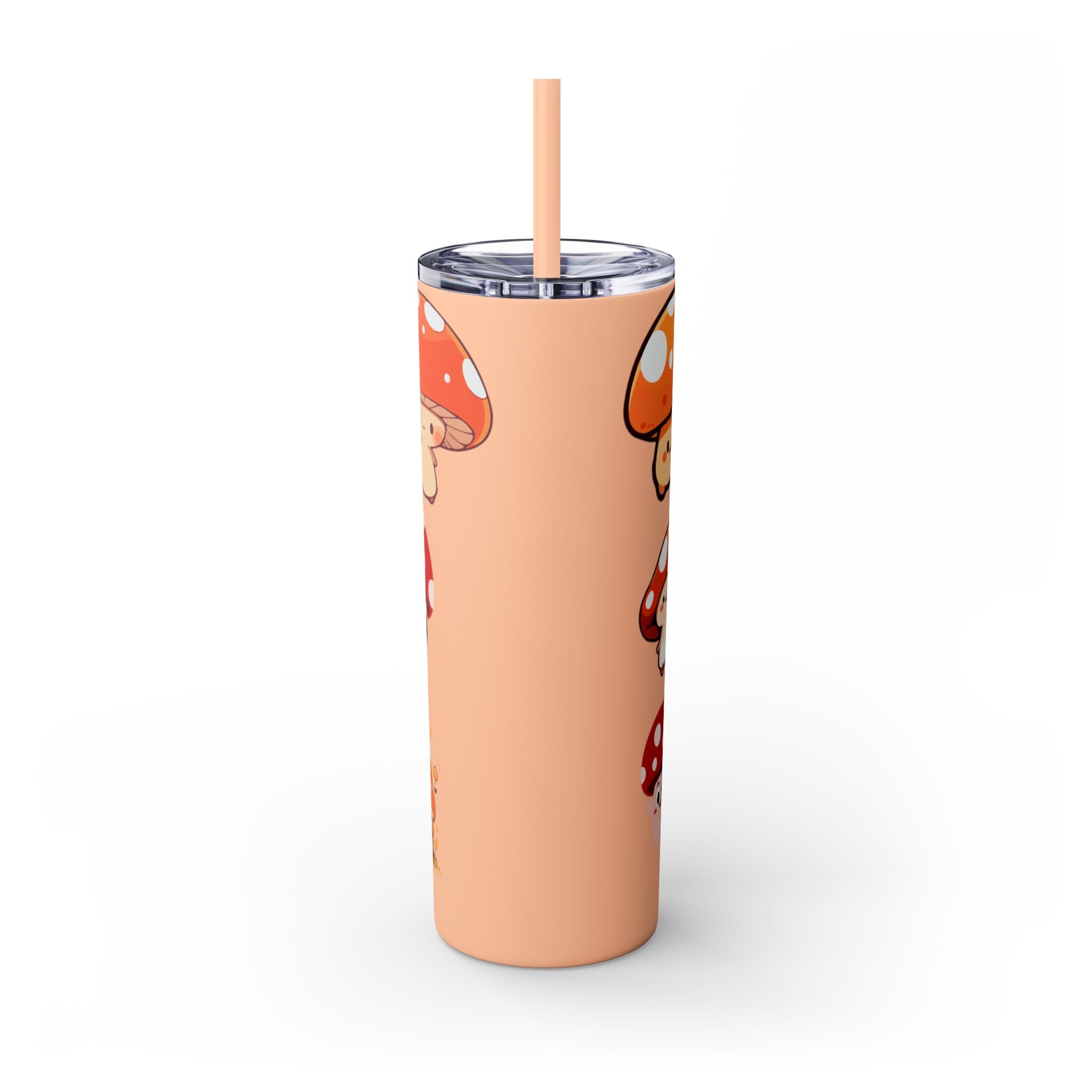 Cute Mushroom Skinny Tumbler with Straw, 20oz - Perfect for Kids and Adults, Eco-Friendly Drinkware, Summer Parties, Game Nights, Gifts for
