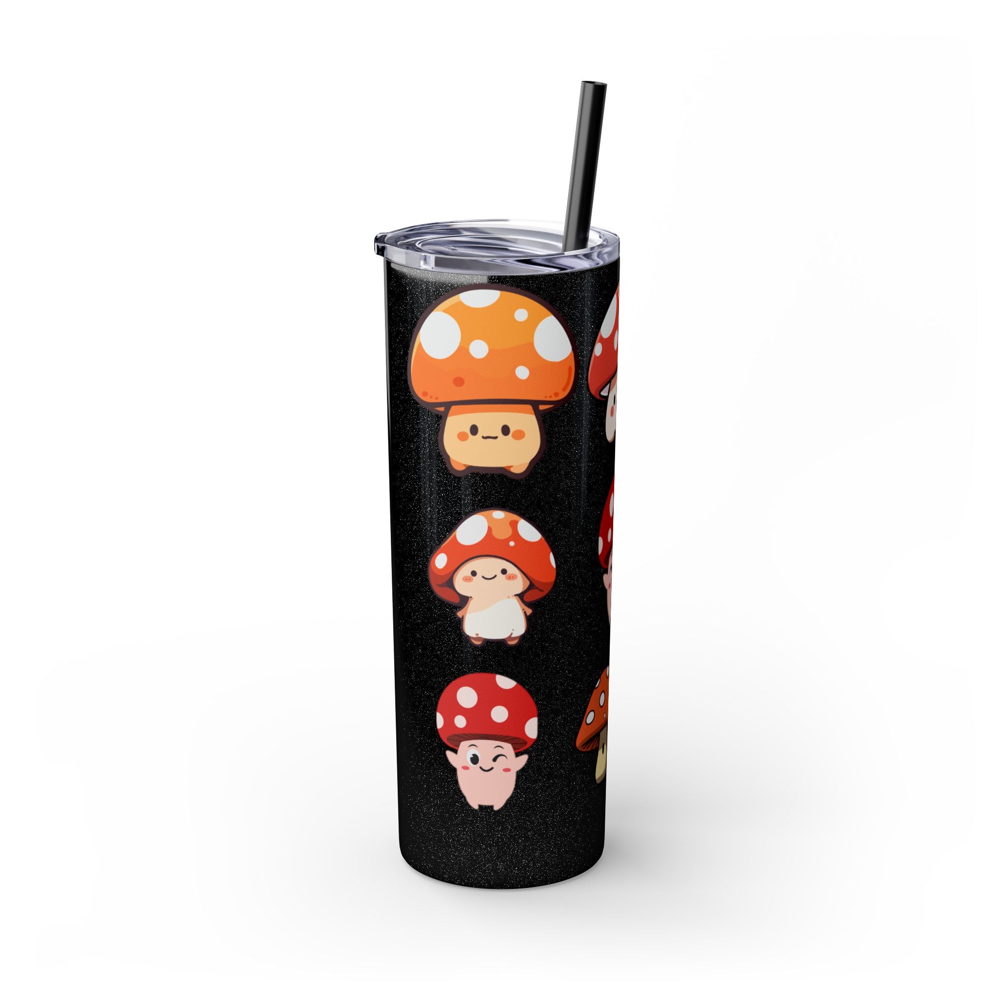 Cute Mushroom Skinny Tumbler with Straw, 20oz - Perfect for Kids and Adults, Eco-Friendly Drinkware, Summer Parties, Game Nights, Gifts for