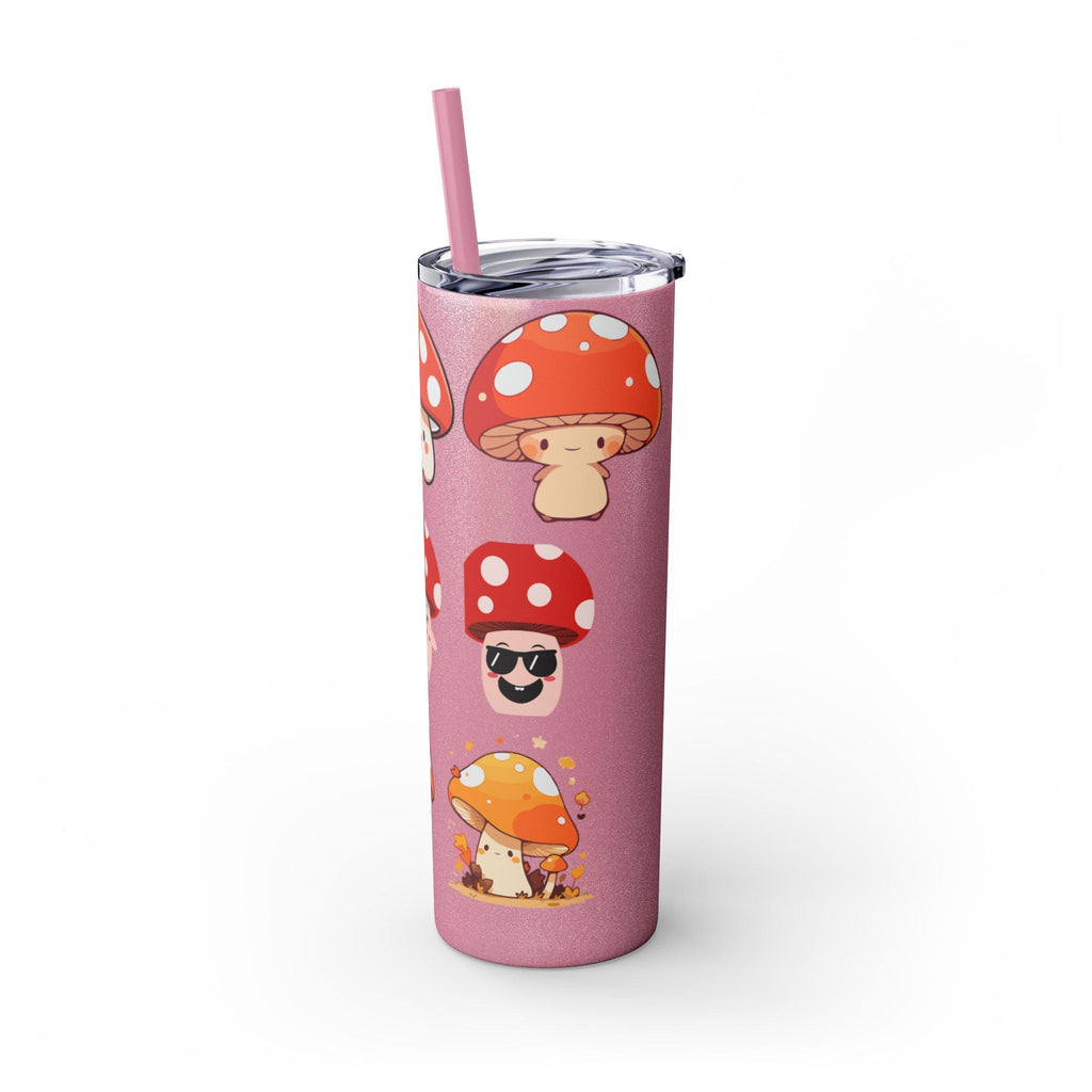 Cute Mushroom Skinny Tumbler with Straw, 20oz - Perfect for Kids and Adults, Eco-Friendly Drinkware, Summer Parties, Game Nights, Gifts for
