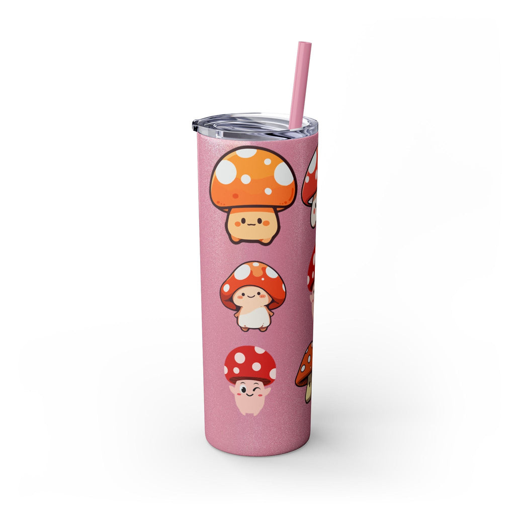 Cute Mushroom Skinny Tumbler with Straw, 20oz - Perfect for Kids and Adults, Eco-Friendly Drinkware, Summer Parties, Game Nights, Gifts for