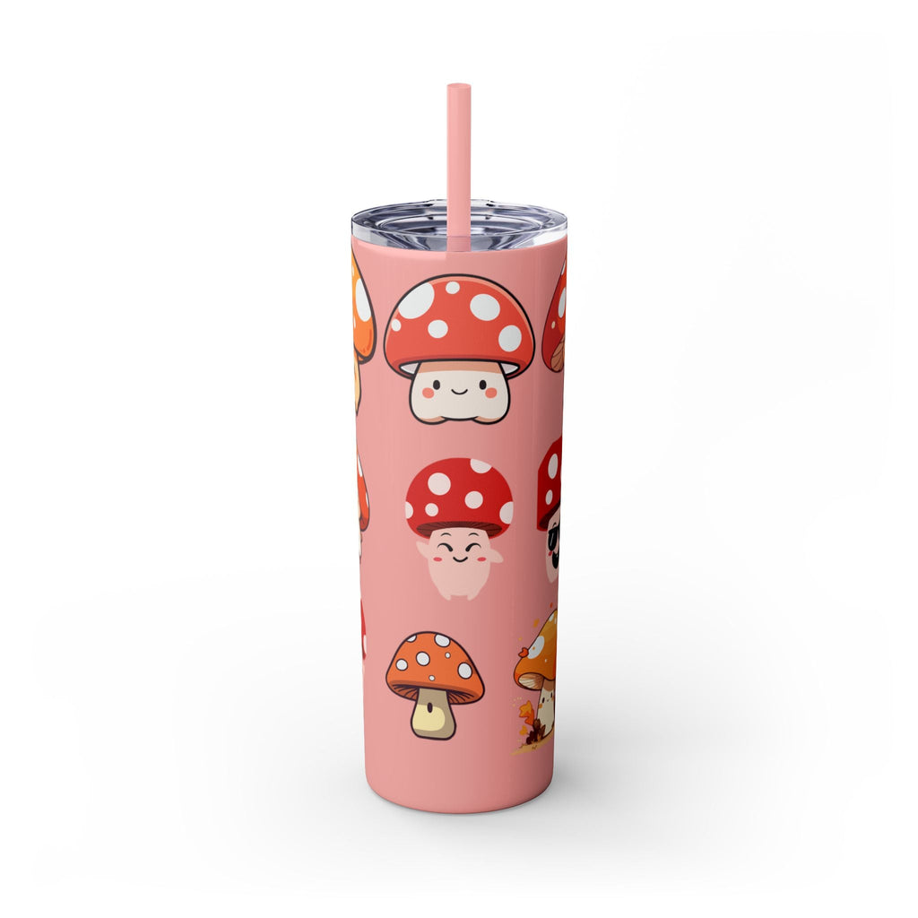 Cute Mushroom Skinny Tumbler with Straw, 20oz - Perfect for Kids and Adults, Eco-Friendly Drinkware, Summer Parties, Game Nights, Gifts for