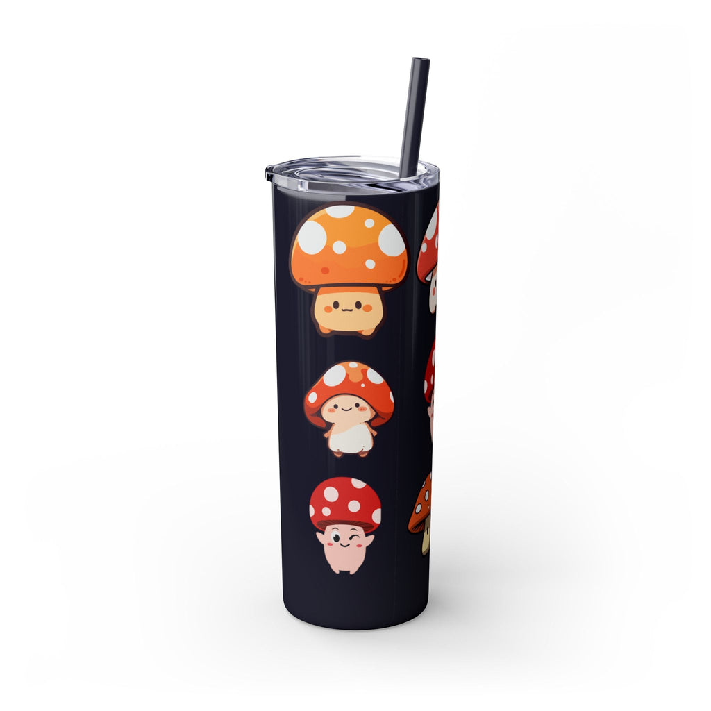 Cute Mushroom Skinny Tumbler with Straw, 20oz - Perfect for Kids and Adults, Eco-Friendly Drinkware, Summer Parties, Game Nights, Gifts for