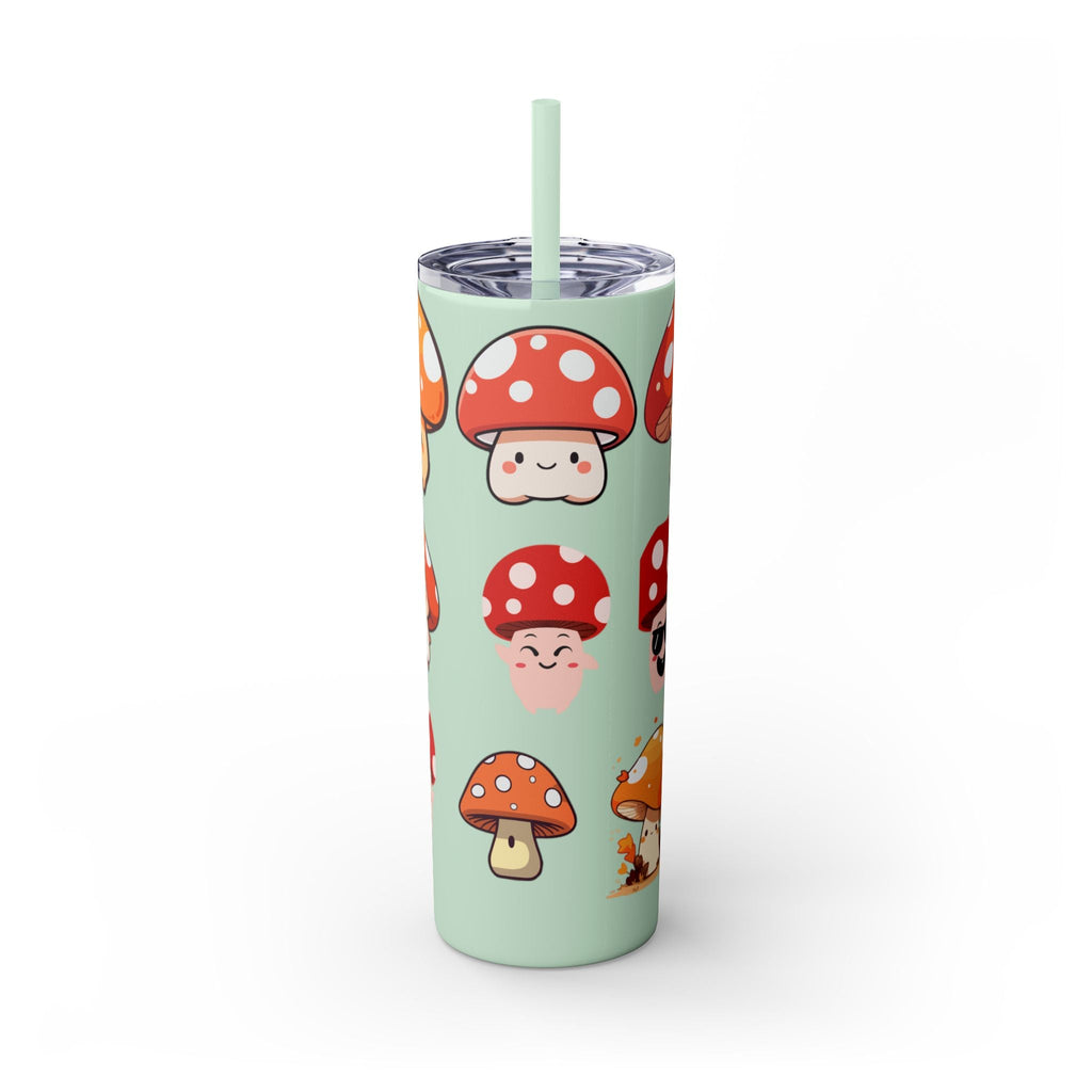 Cute Mushroom Skinny Tumbler with Straw, 20oz - Perfect for Kids and Adults, Eco-Friendly Drinkware, Summer Parties, Game Nights, Gifts for