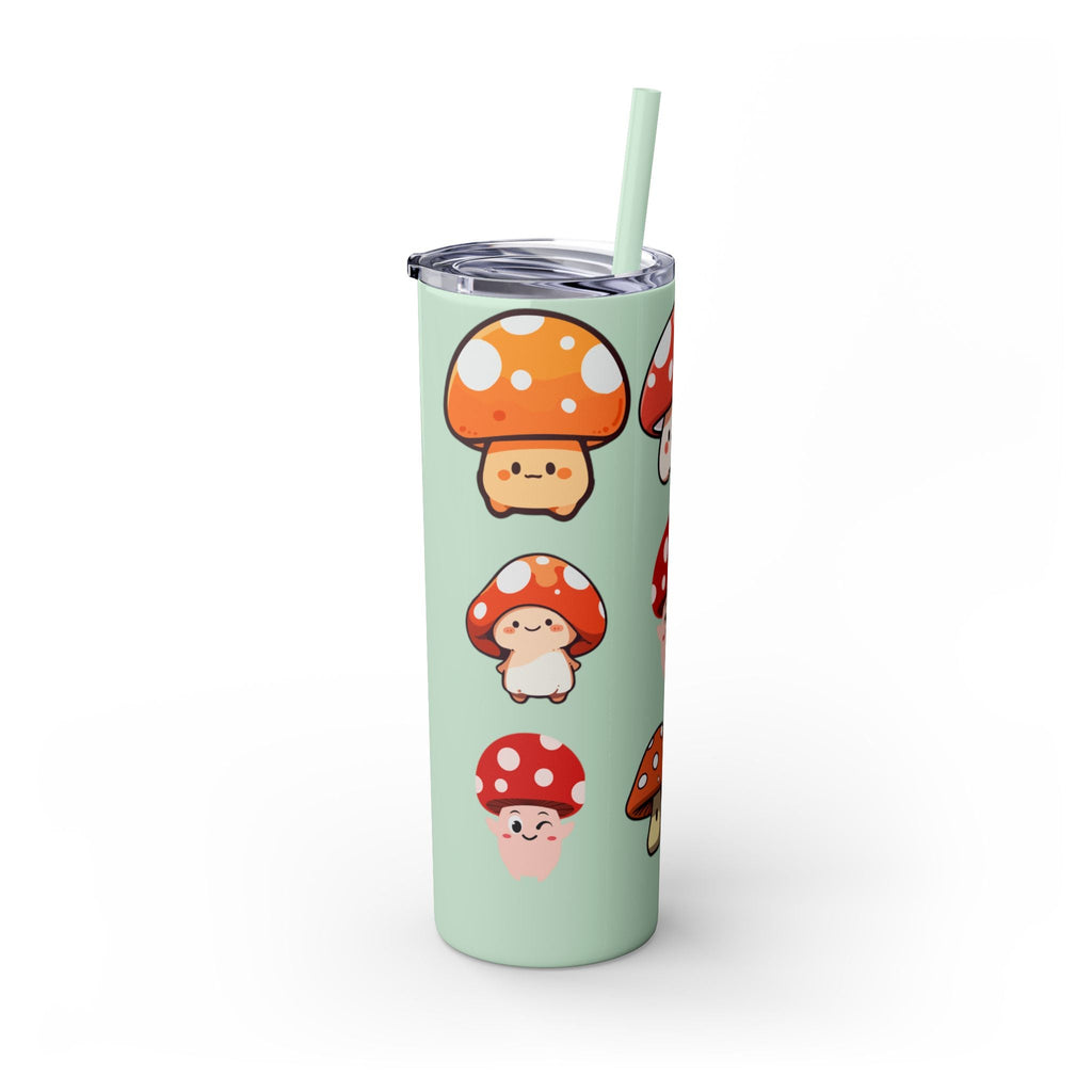 Cute Mushroom Skinny Tumbler with Straw, 20oz - Perfect for Kids and Adults, Eco-Friendly Drinkware, Summer Parties, Game Nights, Gifts for