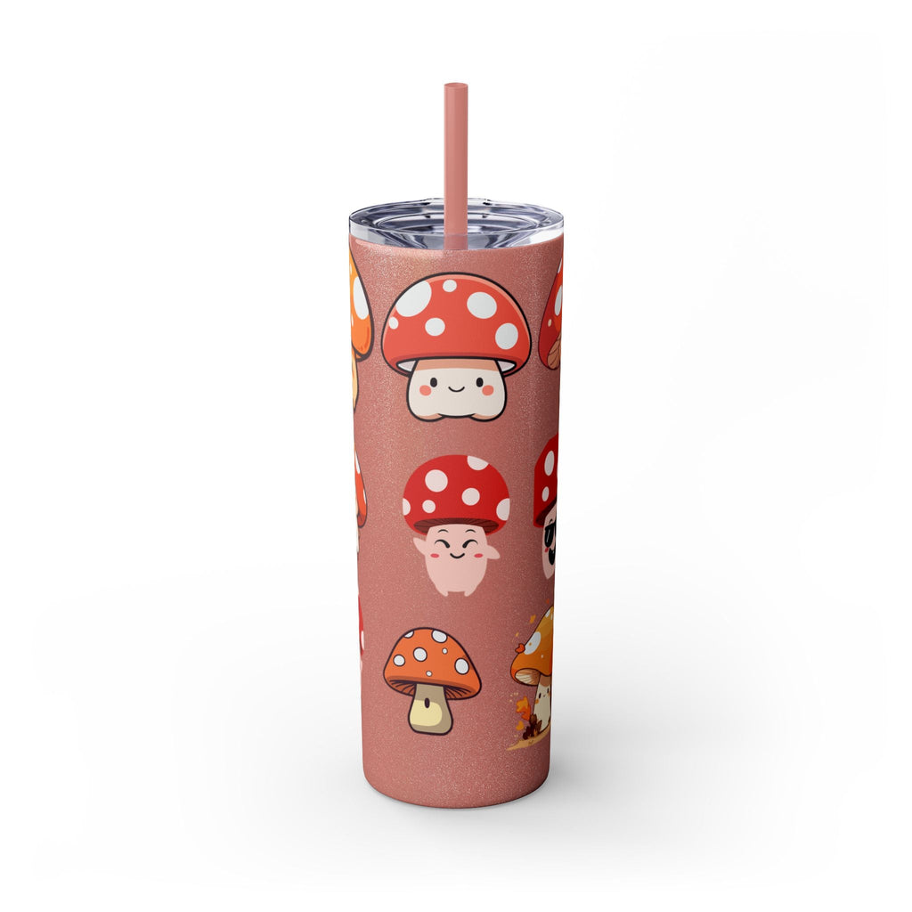 Cute Mushroom Skinny Tumbler with Straw, 20oz - Perfect for Kids and Adults, Eco-Friendly Drinkware, Summer Parties, Game Nights, Gifts for