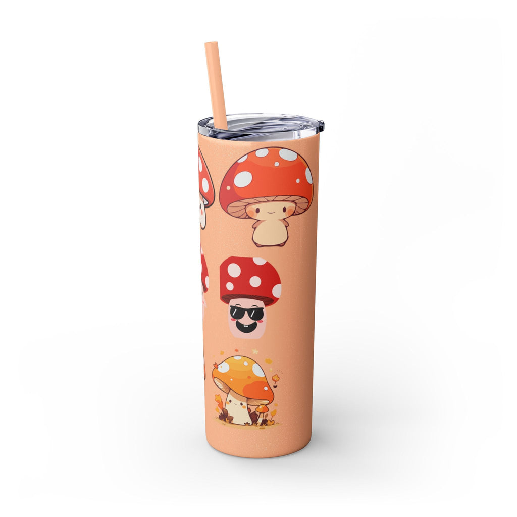 Cute Mushroom Skinny Tumbler with Straw, 20oz - Perfect for Kids and Adults, Eco-Friendly Drinkware, Summer Parties, Game Nights, Gifts for