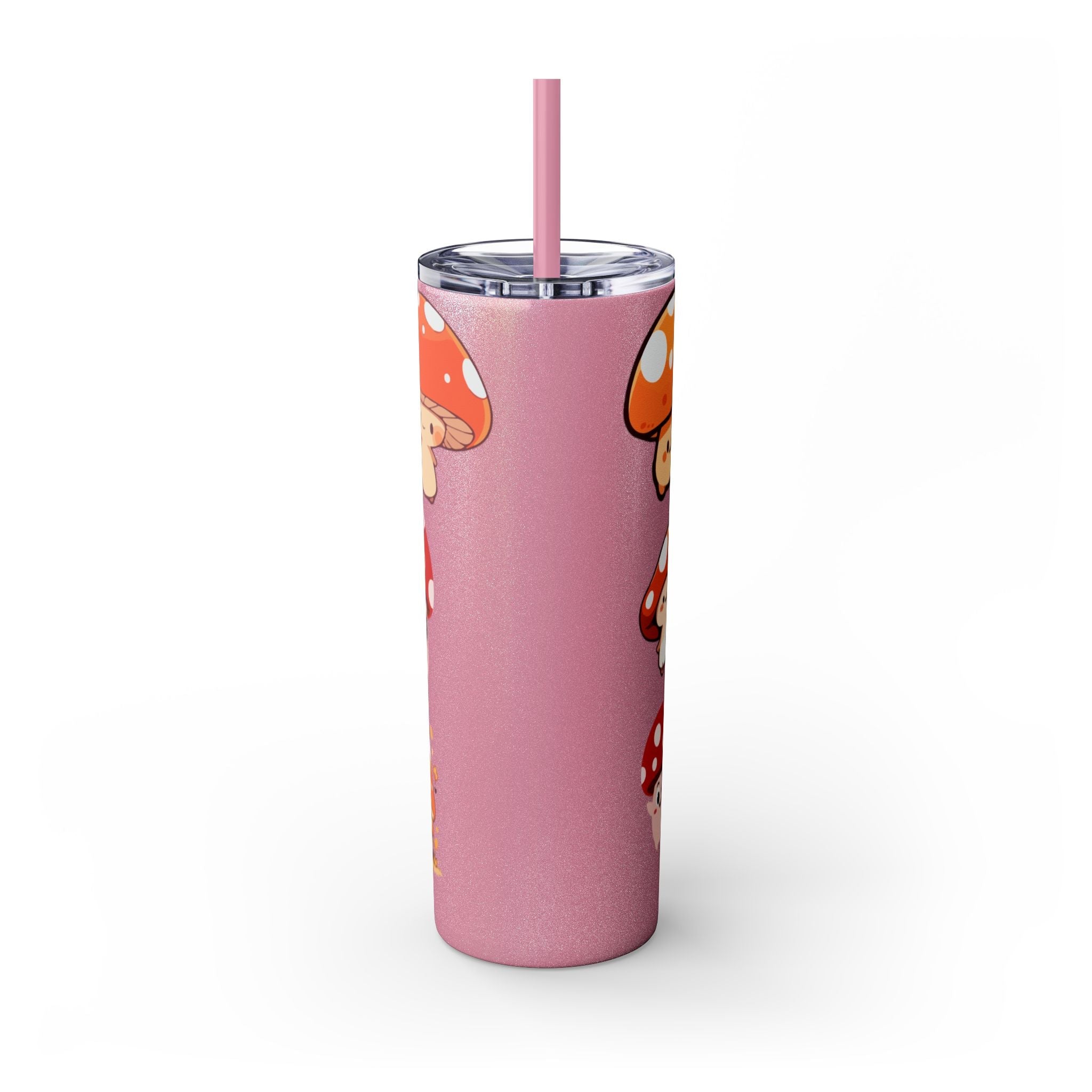 Cute Mushroom Skinny Tumbler with Straw, 20oz - Perfect for Kids and Adults, Eco-Friendly Drinkware, Summer Parties, Game Nights, Gifts for