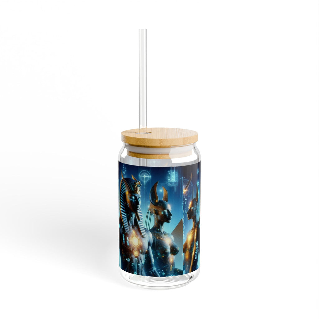 Egyptian Mythology Sipper Glass, 16oz - Perfect for Home Decor, Gifts, Parties, Travel, Egyptian Theme Printify