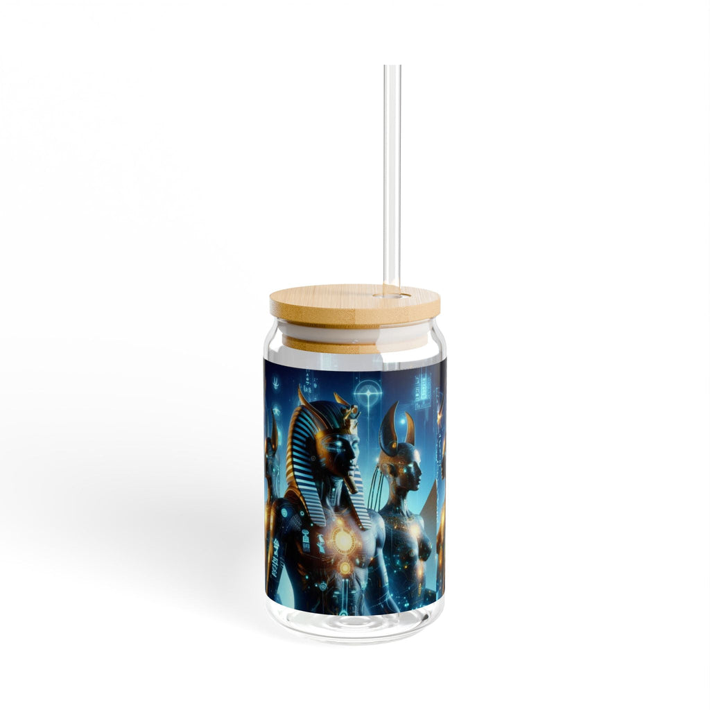 Egyptian Mythology Sipper Glass, 16oz - Perfect for Home Decor, Gifts, Parties, Travel, Egyptian Theme Printify