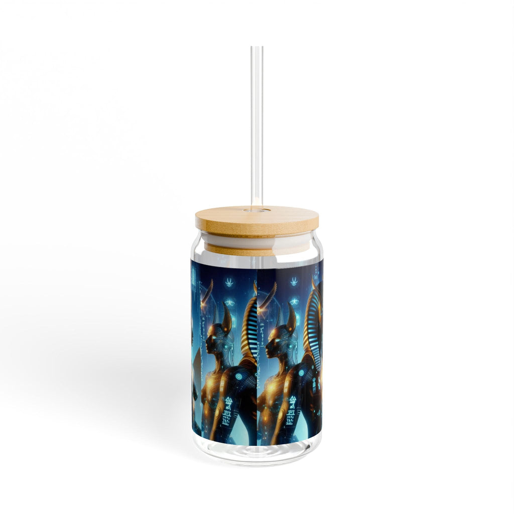 Egyptian Mythology Sipper Glass, 16oz - Perfect for Home Decor, Gifts, Parties, Travel, Egyptian Theme Printify