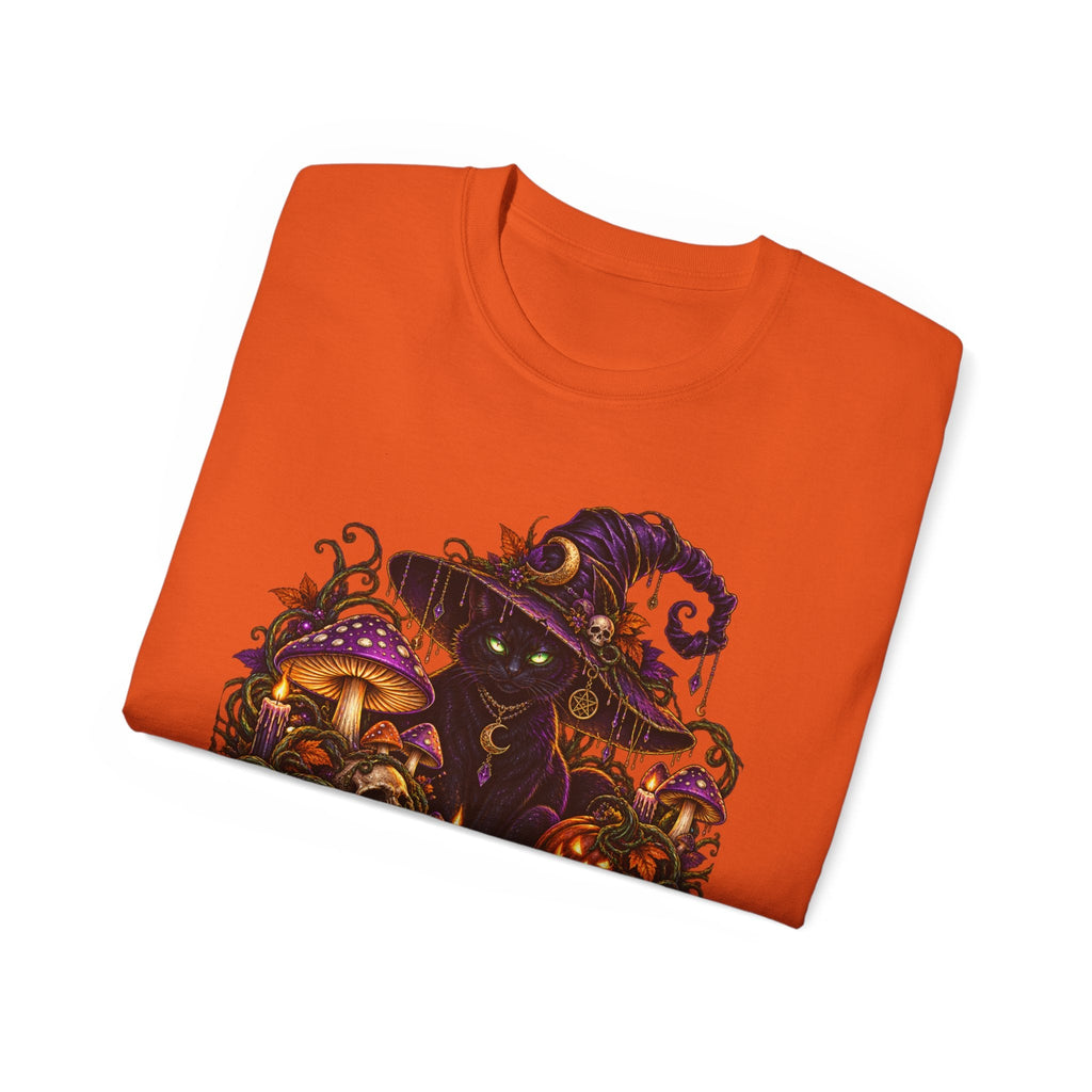 Nightshade Harvest Witch Cat Tee – Mushroom Halloween Streetwear