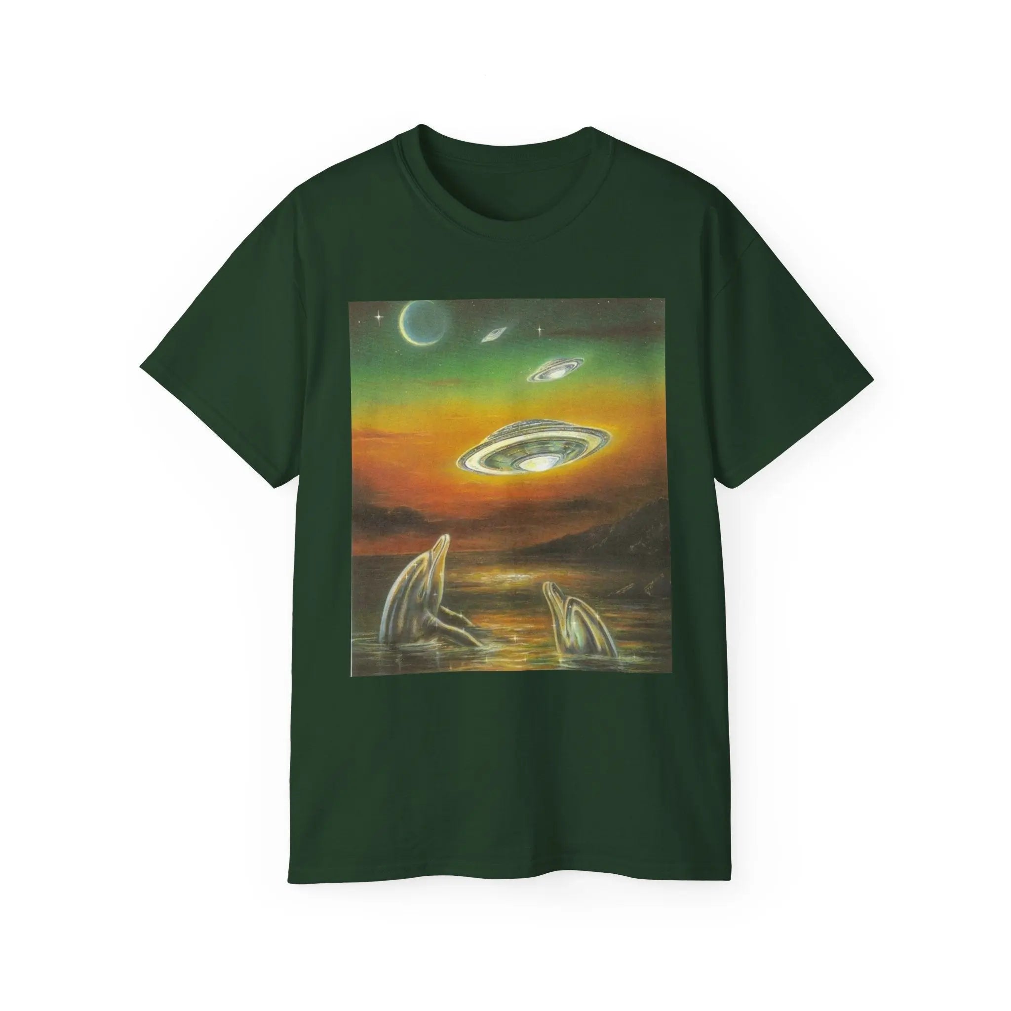 Dolphins UFOs Unisex Tee. Printify