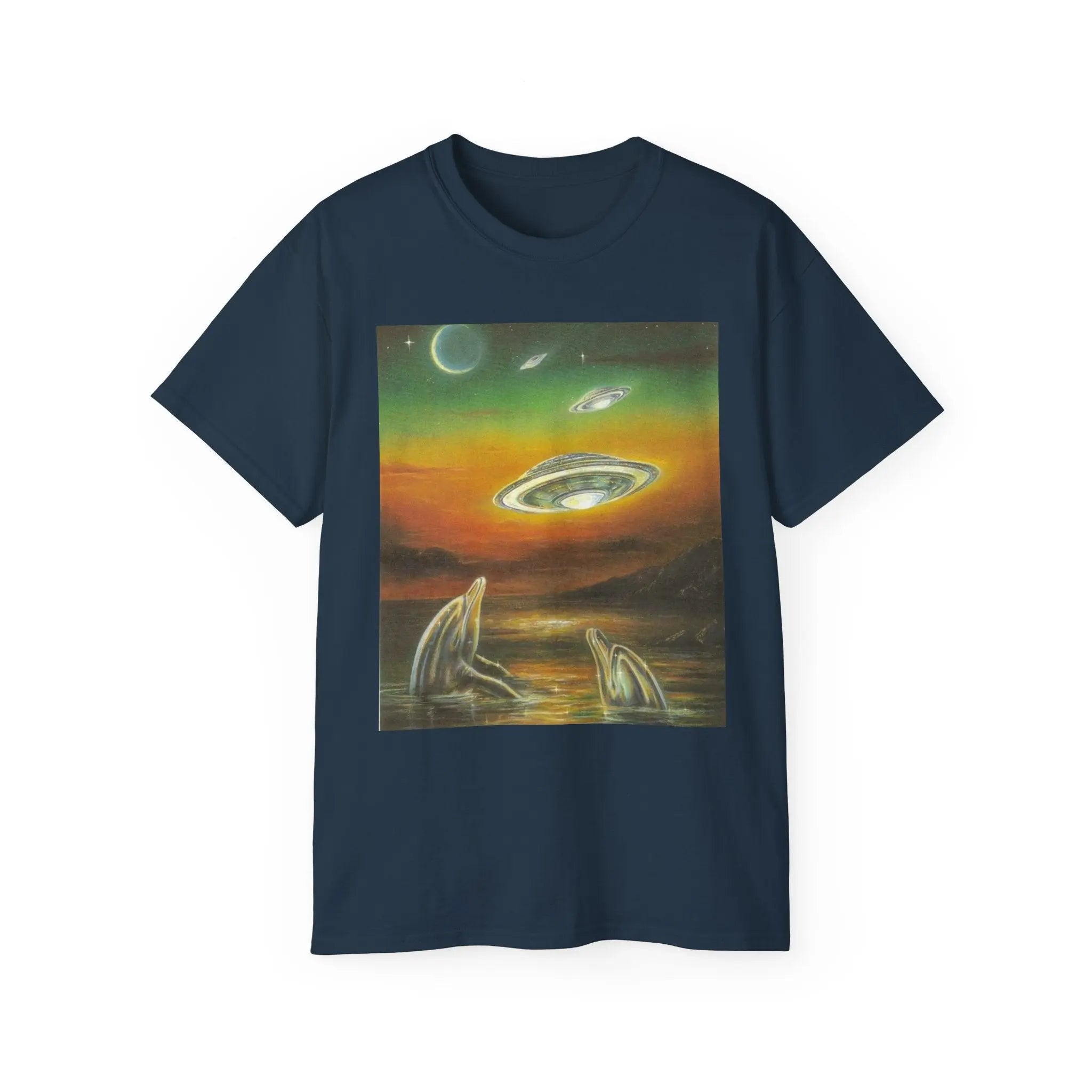 Dolphins UFOs Unisex Tee. Printify