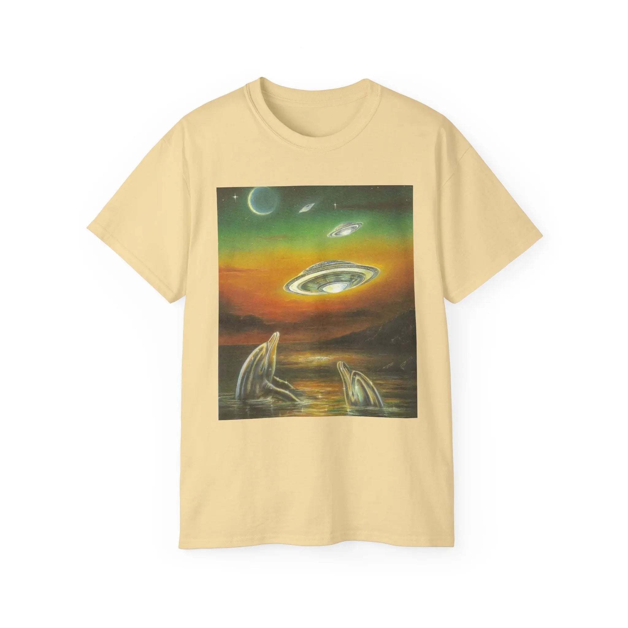 Dolphins UFOs Unisex Tee. Printify