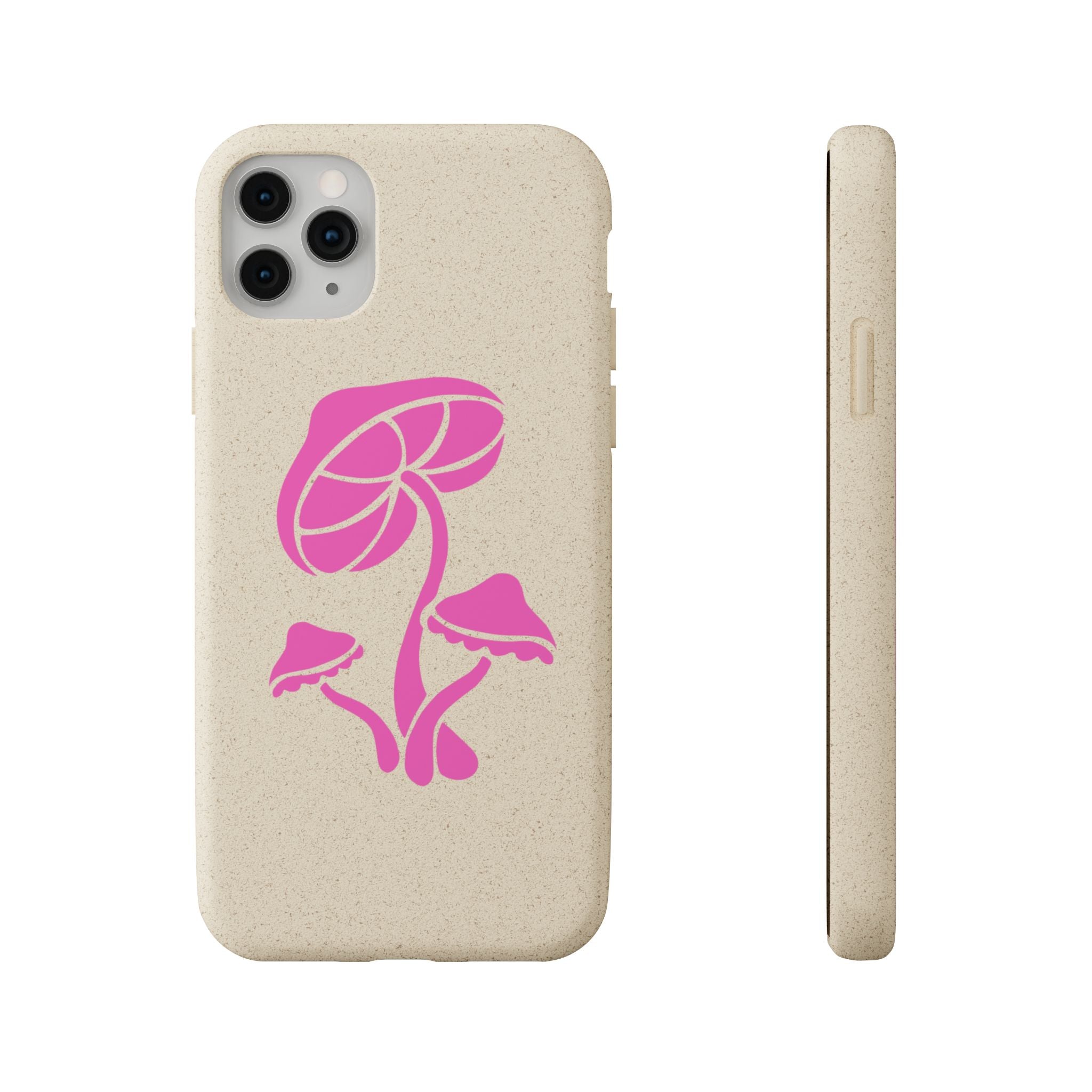 Eco-Friendly Phone Case with Pink Mushroom Design, Biodegradable Phone Cover, Sustainable Gift for Nature Lovers, Earth Day Gift, Cute Phone