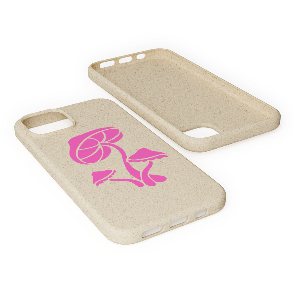 Eco-Friendly Phone Case with Pink Mushroom Design, Biodegradable Phone Cover, Sustainable Gift for Nature Lovers, Earth Day Gift, Cute Phone