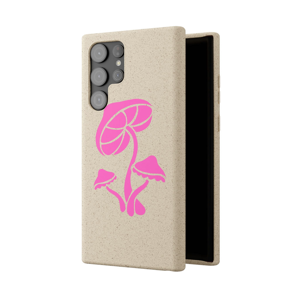 Eco-Friendly Phone Case with Pink Mushroom Design, Biodegradable Phone Cover, Sustainable Gift for Nature Lovers, Earth Day Gift, Cute Phone