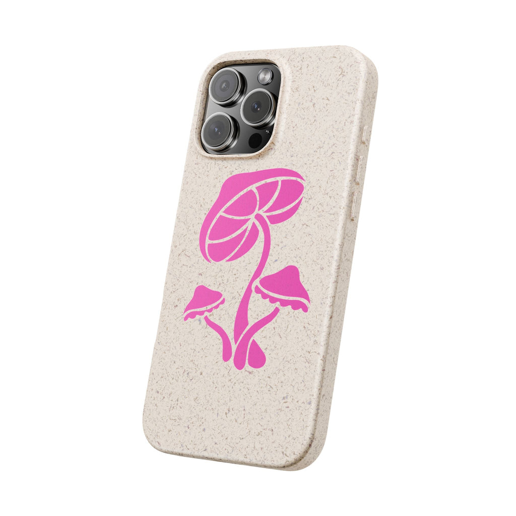 Eco-Friendly Phone Case with Pink Mushroom Design, Biodegradable Phone Cover, Sustainable Gift for Nature Lovers, Earth Day Gift, Cute Phone