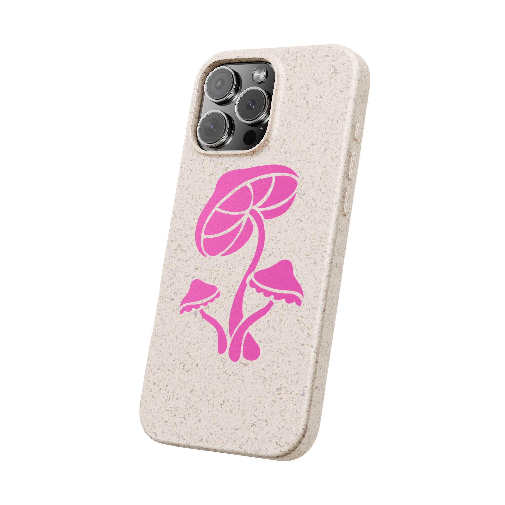 Eco-Friendly Phone Case with Pink Mushroom Design, Biodegradable Phone Cover, Sustainable Gift for Nature Lovers, Earth Day Gift, Cute Phone