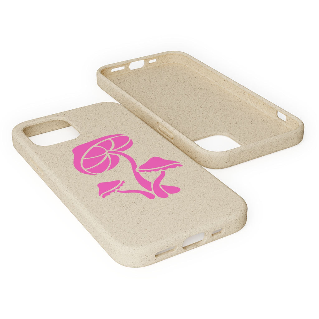 Eco-Friendly Phone Case with Pink Mushroom Design, Biodegradable Phone Cover, Sustainable Gift for Nature Lovers, Earth Day Gift, Cute Phone