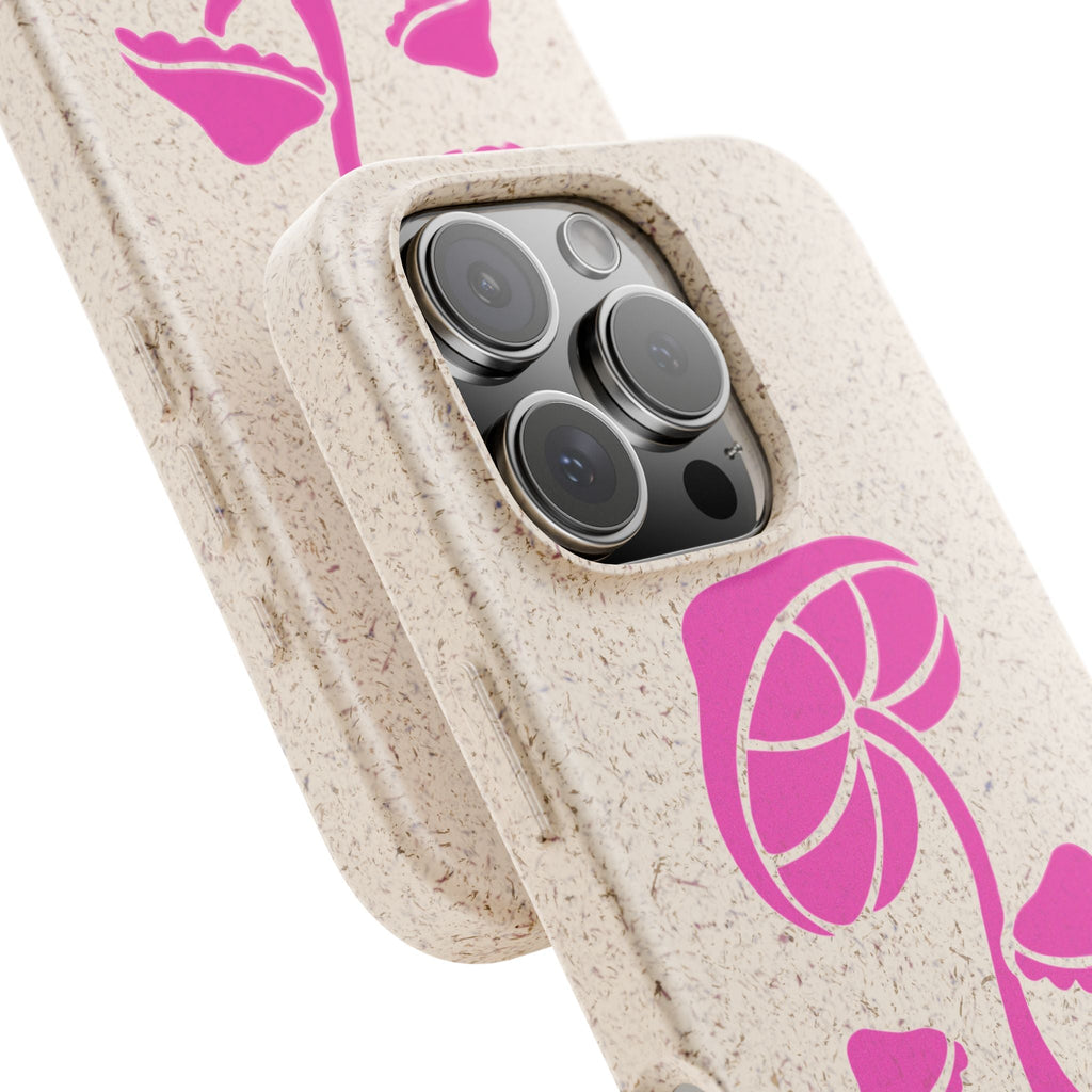 Eco-Friendly Phone Case with Pink Mushroom Design, Biodegradable Phone Cover, Sustainable Gift for Nature Lovers, Earth Day Gift, Cute Phone