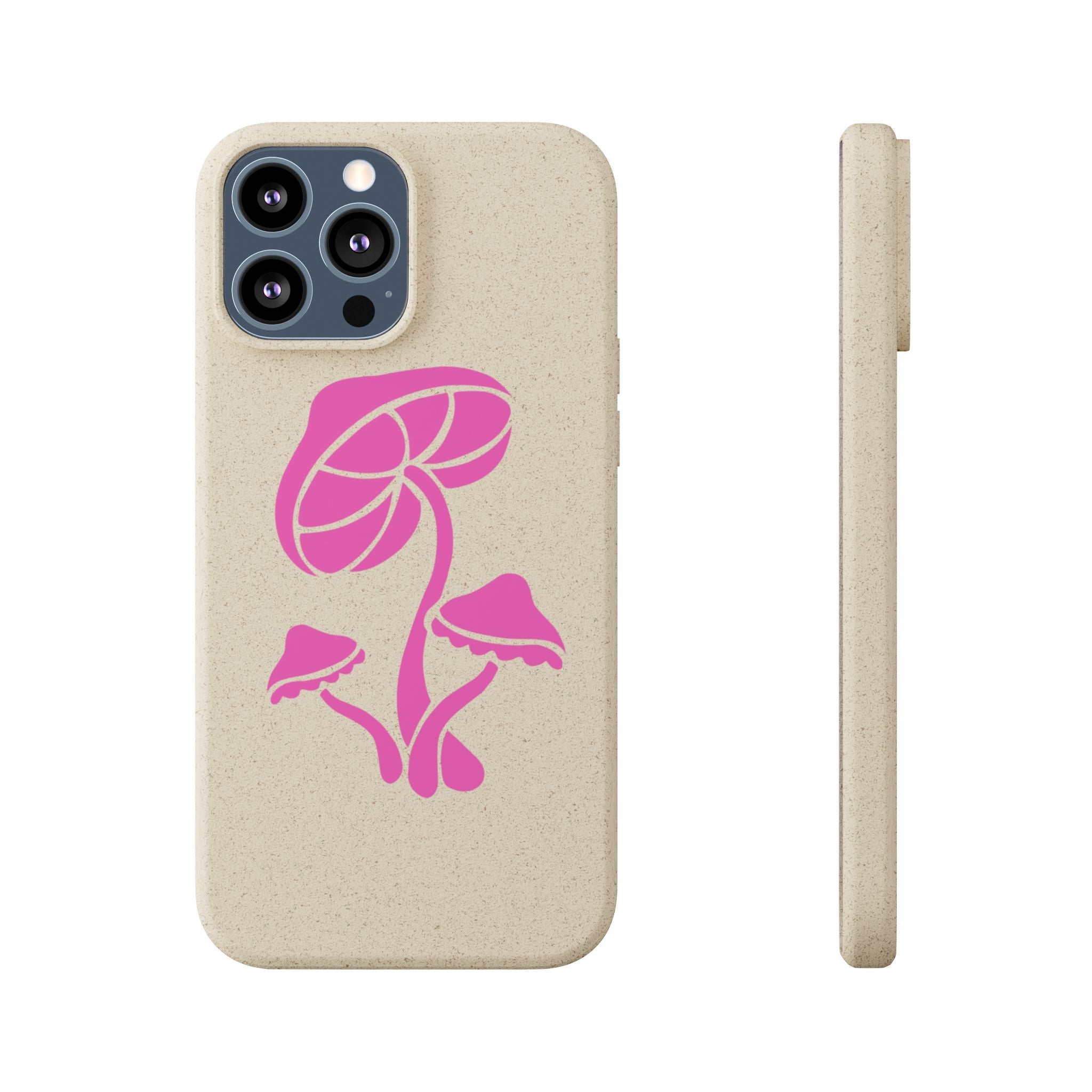 Eco-Friendly Phone Case with Pink Mushroom Design, Biodegradable Phone Cover, Sustainable Gift for Nature Lovers, Earth Day Gift, Cute Phone Printify