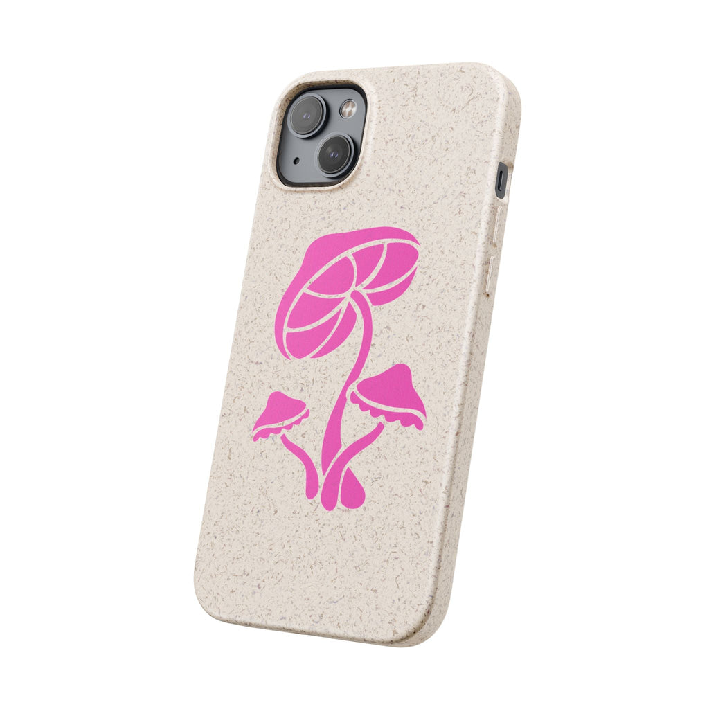 Eco-Friendly Phone Case with Pink Mushroom Design, Biodegradable Phone Cover, Sustainable Gift for Nature Lovers, Earth Day Gift, Cute Phone