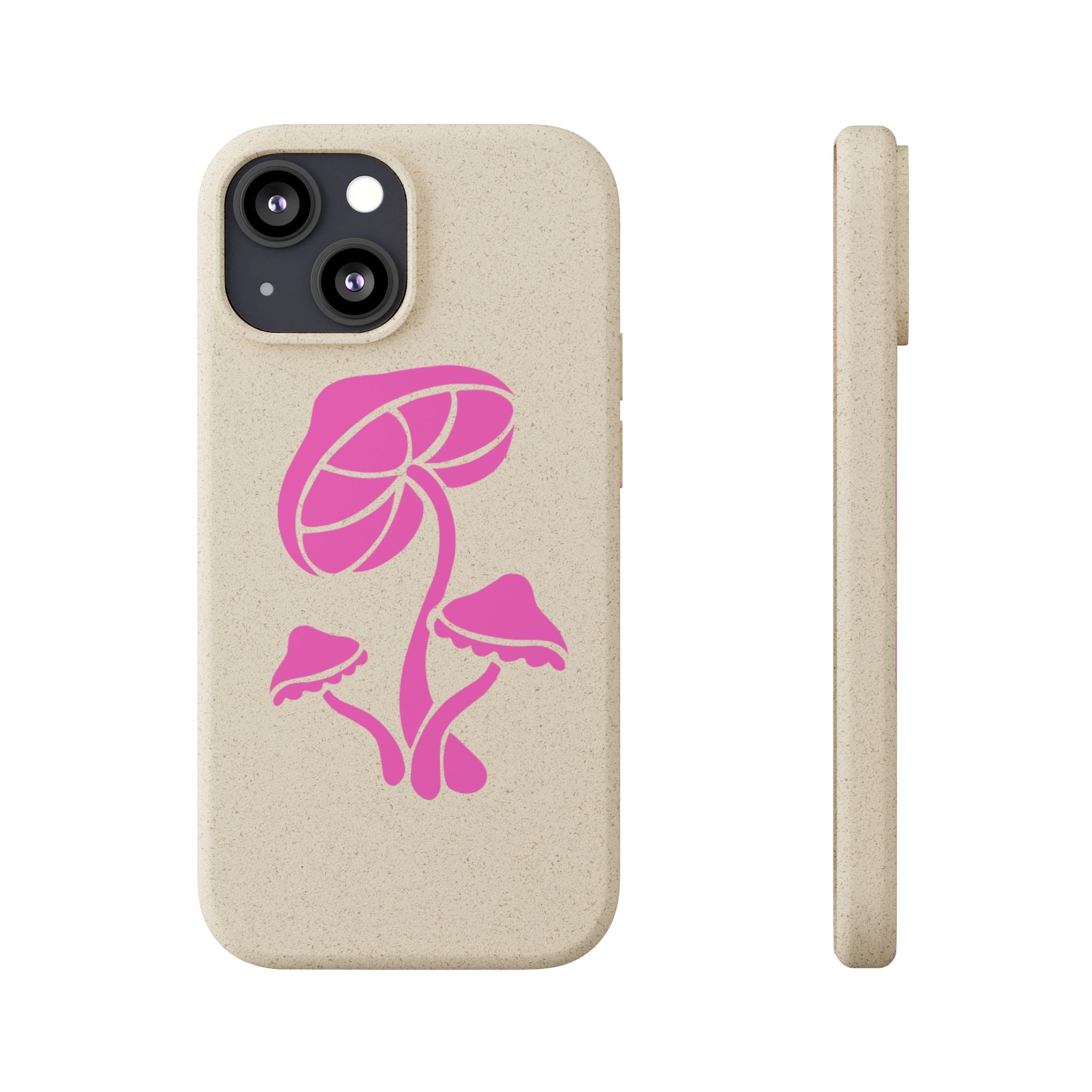 Eco-Friendly Phone Case with Pink Mushroom Design, Biodegradable Phone Cover, Sustainable Gift for Nature Lovers, Earth Day Gift, Cute Phone